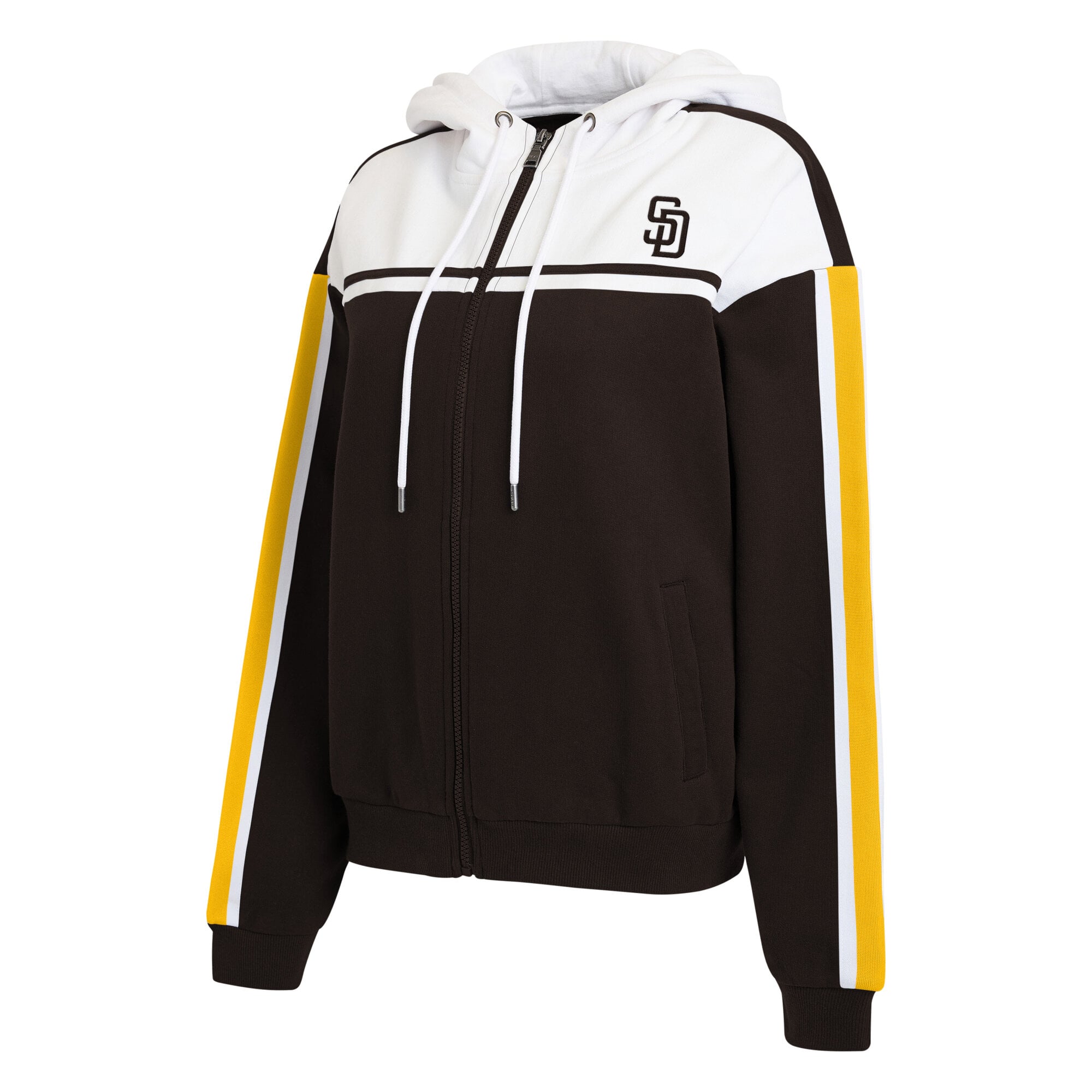 Sweat à capuche zippé marron et blanc San Diego Padres de la marque WEAR by Erin Andrews pour femme
