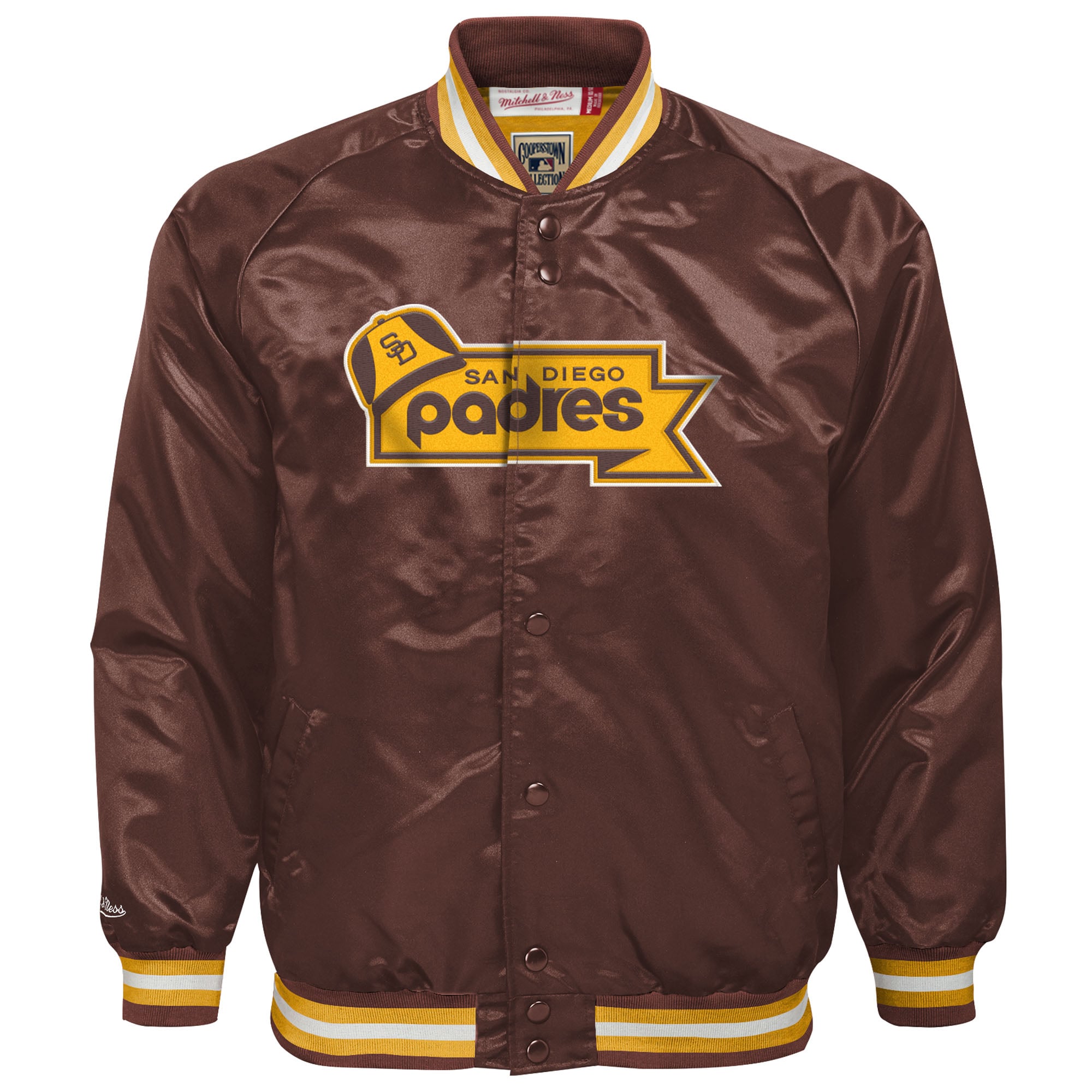 Youth Mitchell & Ness Brown San Diego Padres Cooperstown Collection Raglan Satin Full-Snap Jacket