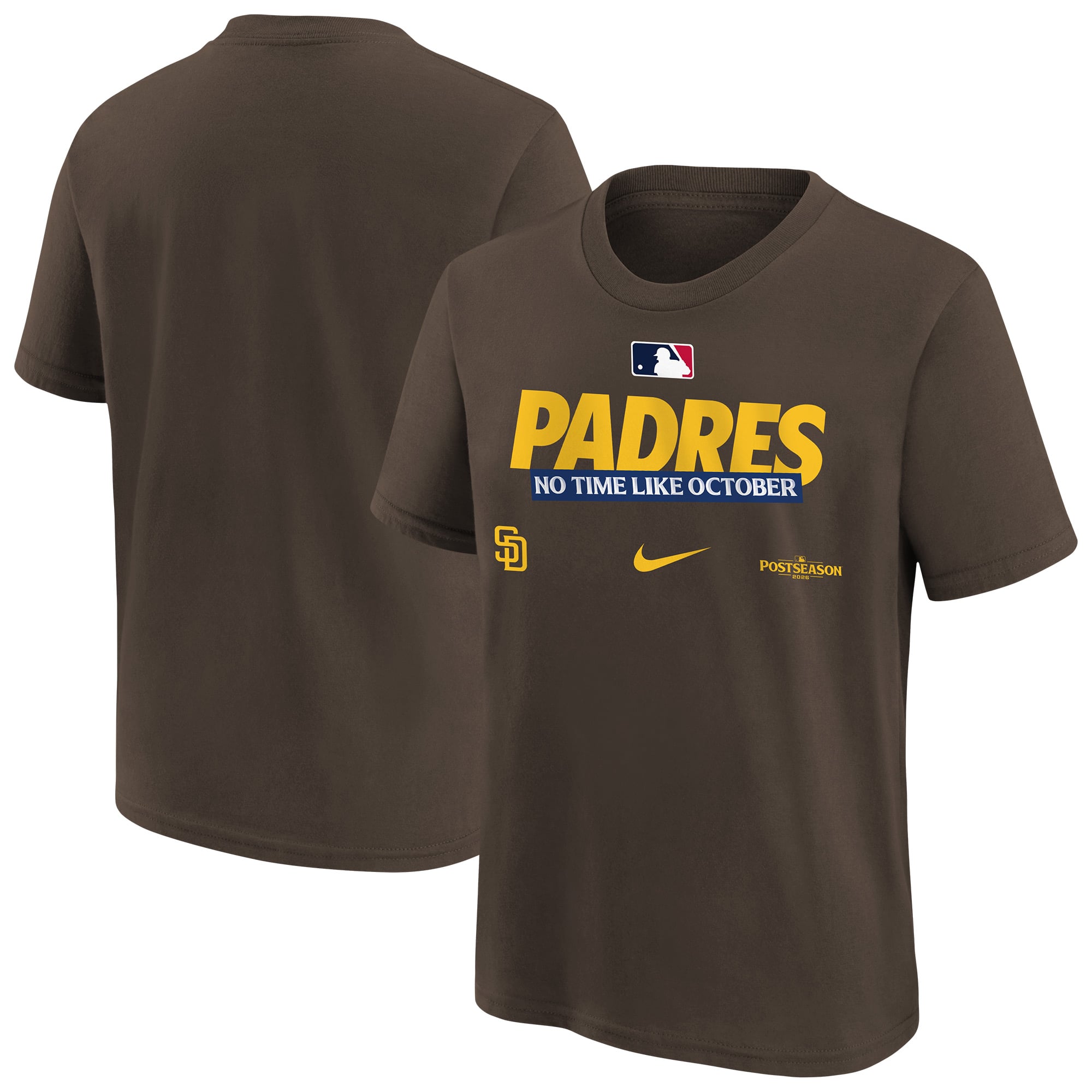 T-shirt Nike marron pour enfant, collection authentique des Padres de San Diego, séries éliminatoires la MLB 2026