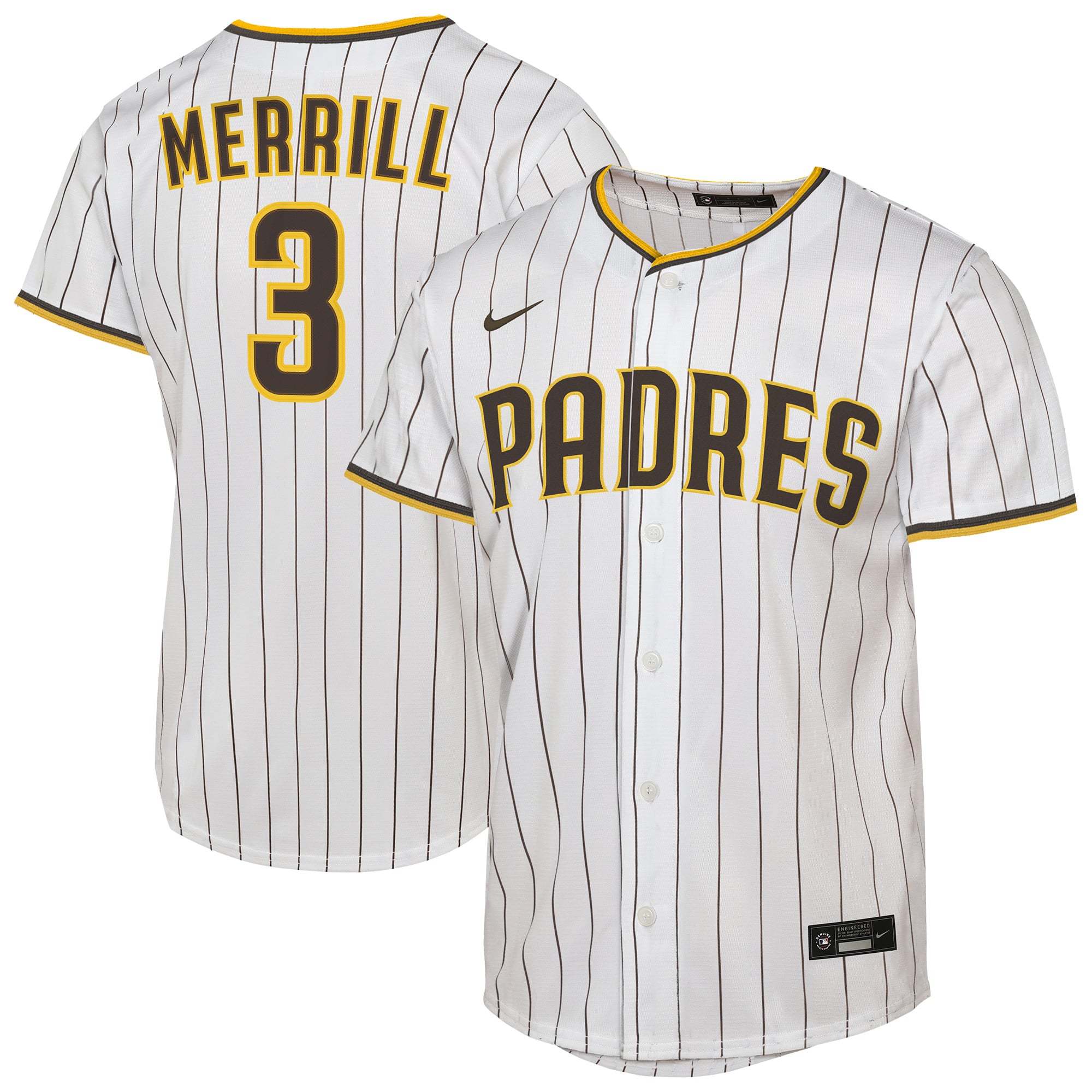 Maillot réplique domicile Nike Jackson Merrill blanc des Padres de San Diego pour enfant