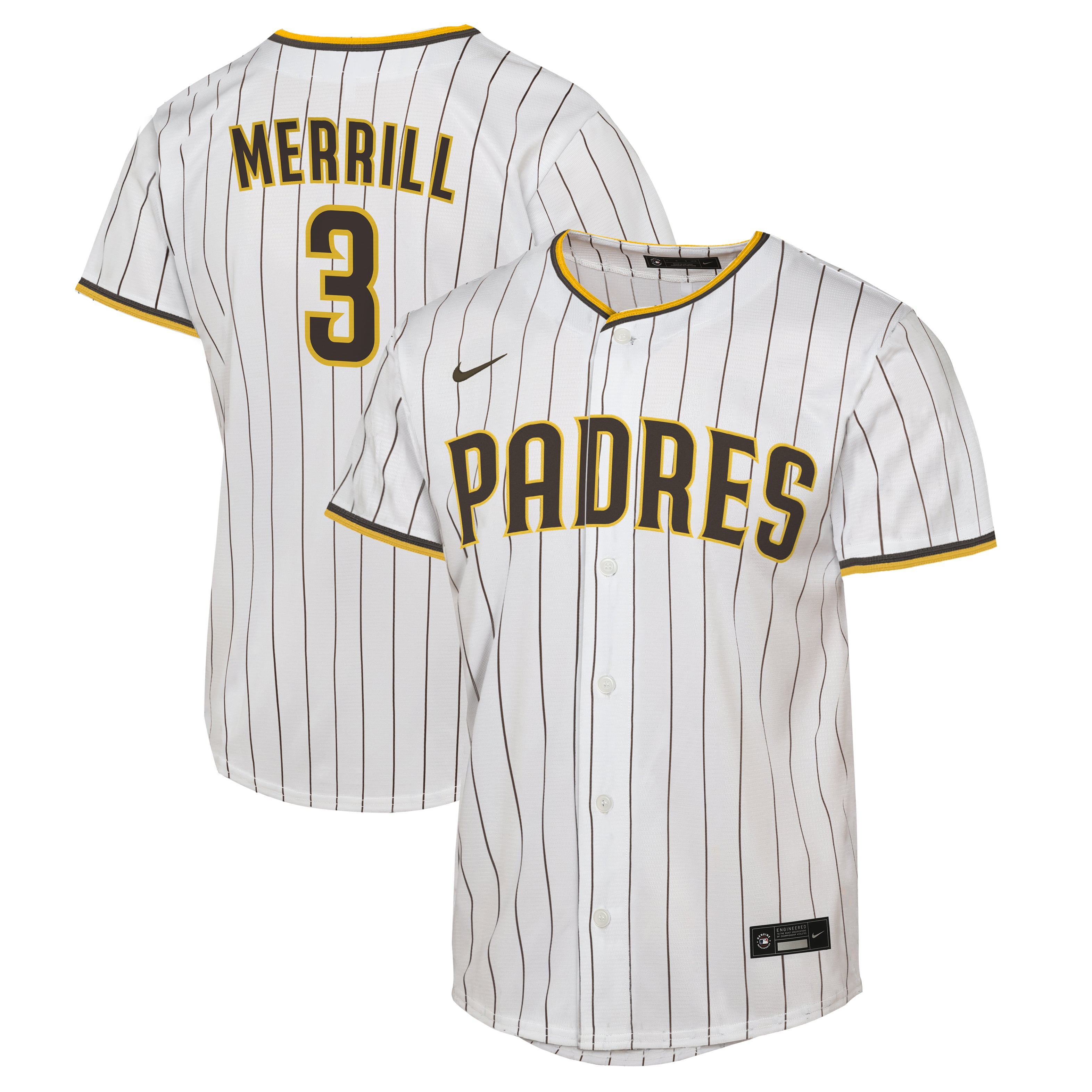 Maillot réplique domicile Nike Jackson Merrill blanc des Padres de San Diego pour enfant