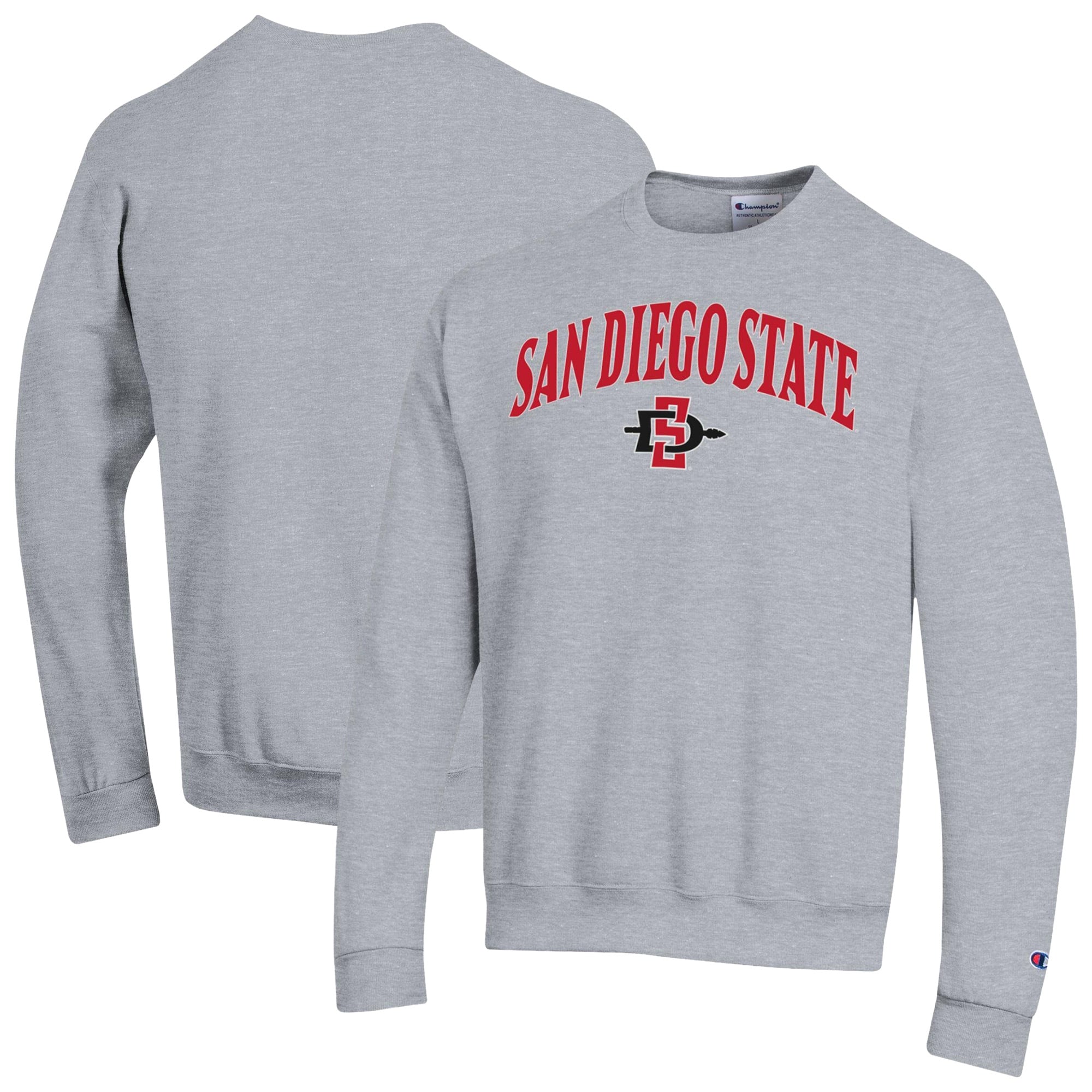 Sweat-shirt Champion pour homme, gris chiné, San Diego State Aztecs Arch Powerblend