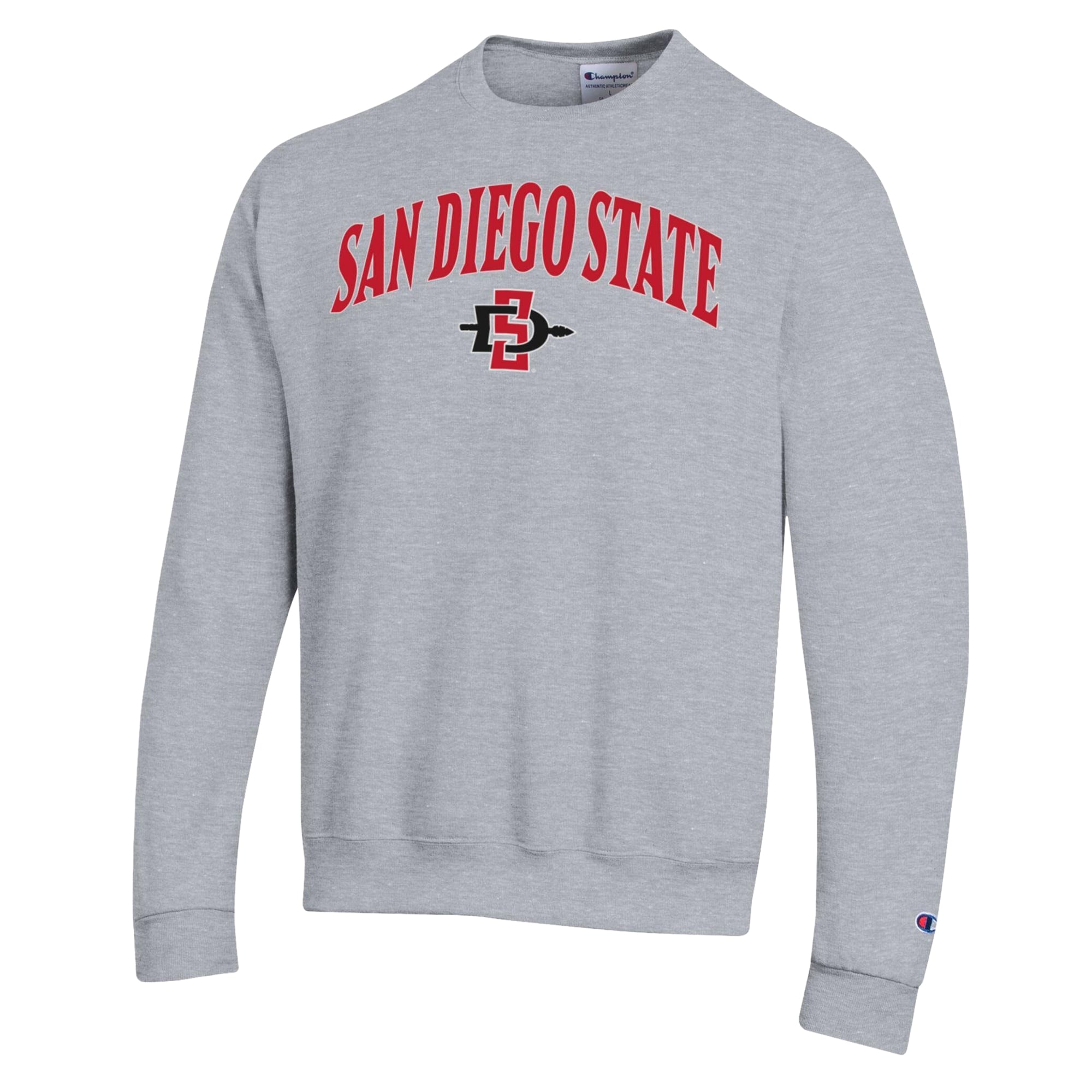 Sweat-shirt Champion pour homme, gris chiné, San Diego State Aztecs Arch Powerblend