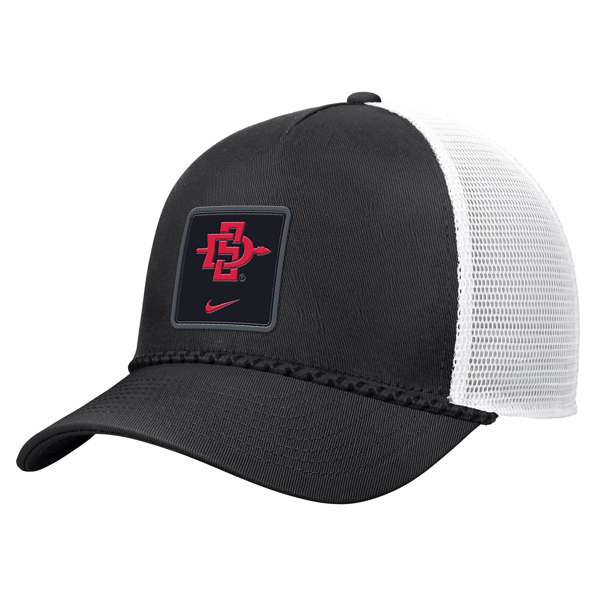 Men's Nike Black San Diego State Aztecs 2026 On-Field Rope Adjustable Trucker Hat