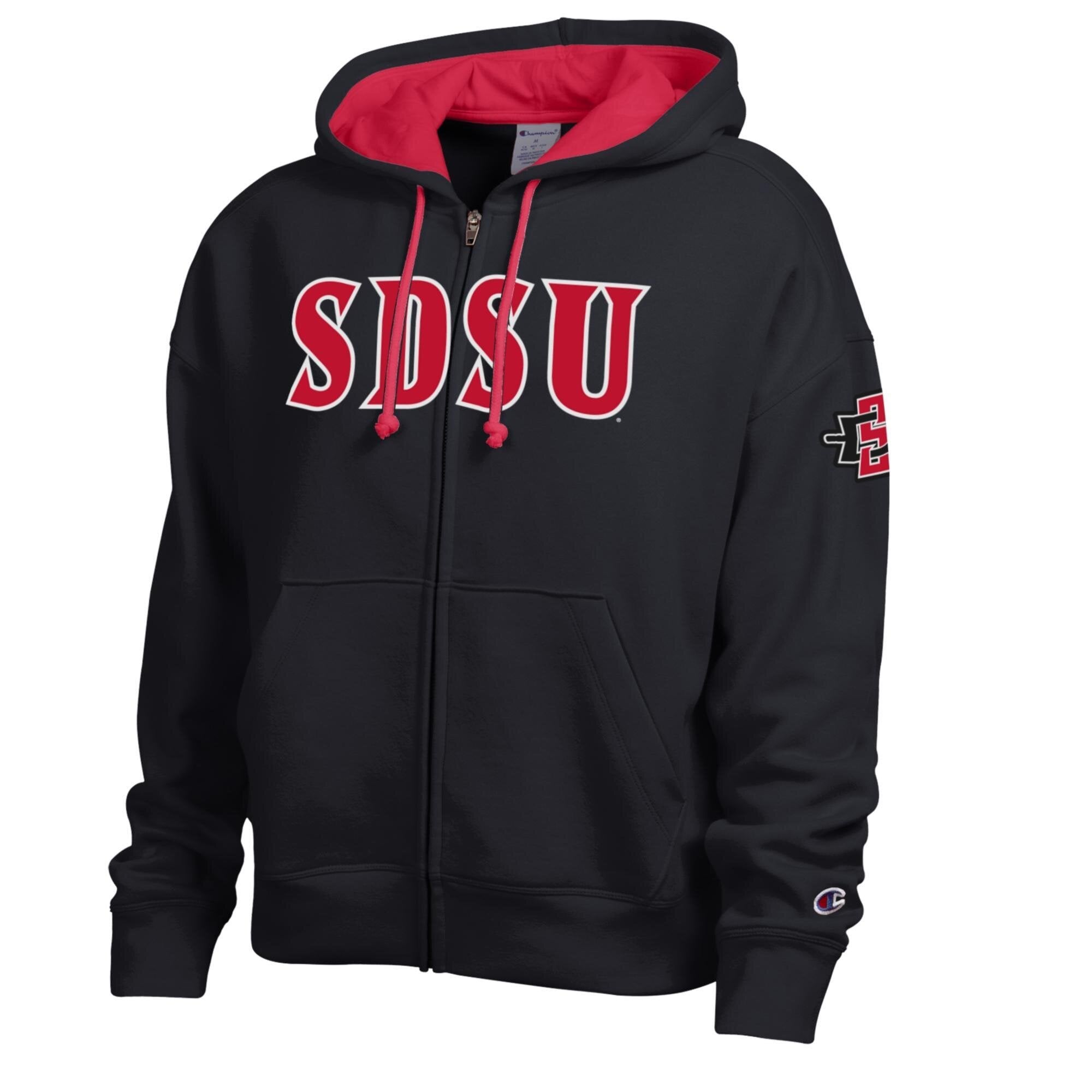 Women's Champion Black San Diego State Aztecs Arch Full-Zip Fleece Hoodie