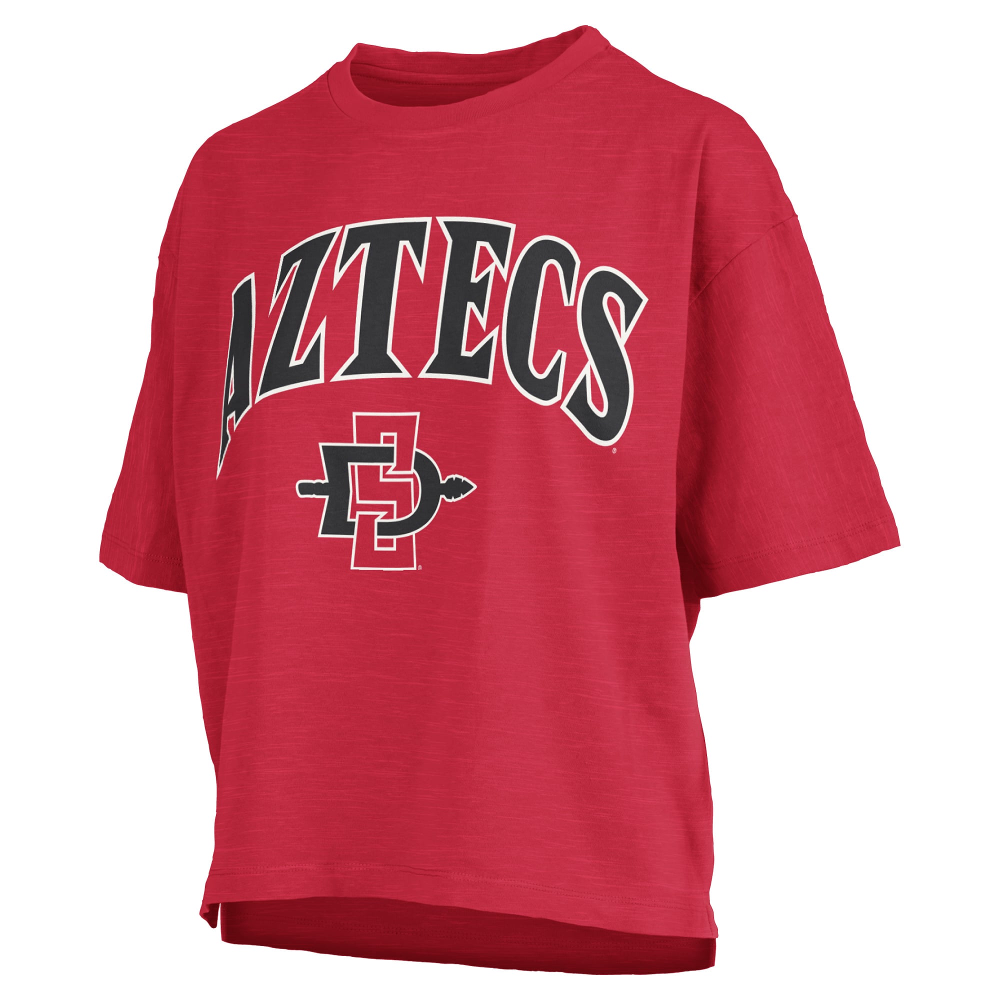 T-shirt oversize Pressbox Cardinal San Diego State Aztecs pour femmes, logo Nelson Arch Over, en flammèche
