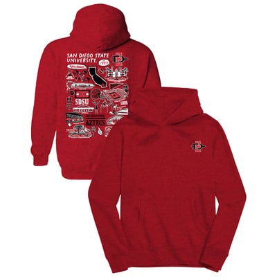 San Diego State Aztecs Vive La Fete Youth Impressions Artwork Hoodie - Cardinal