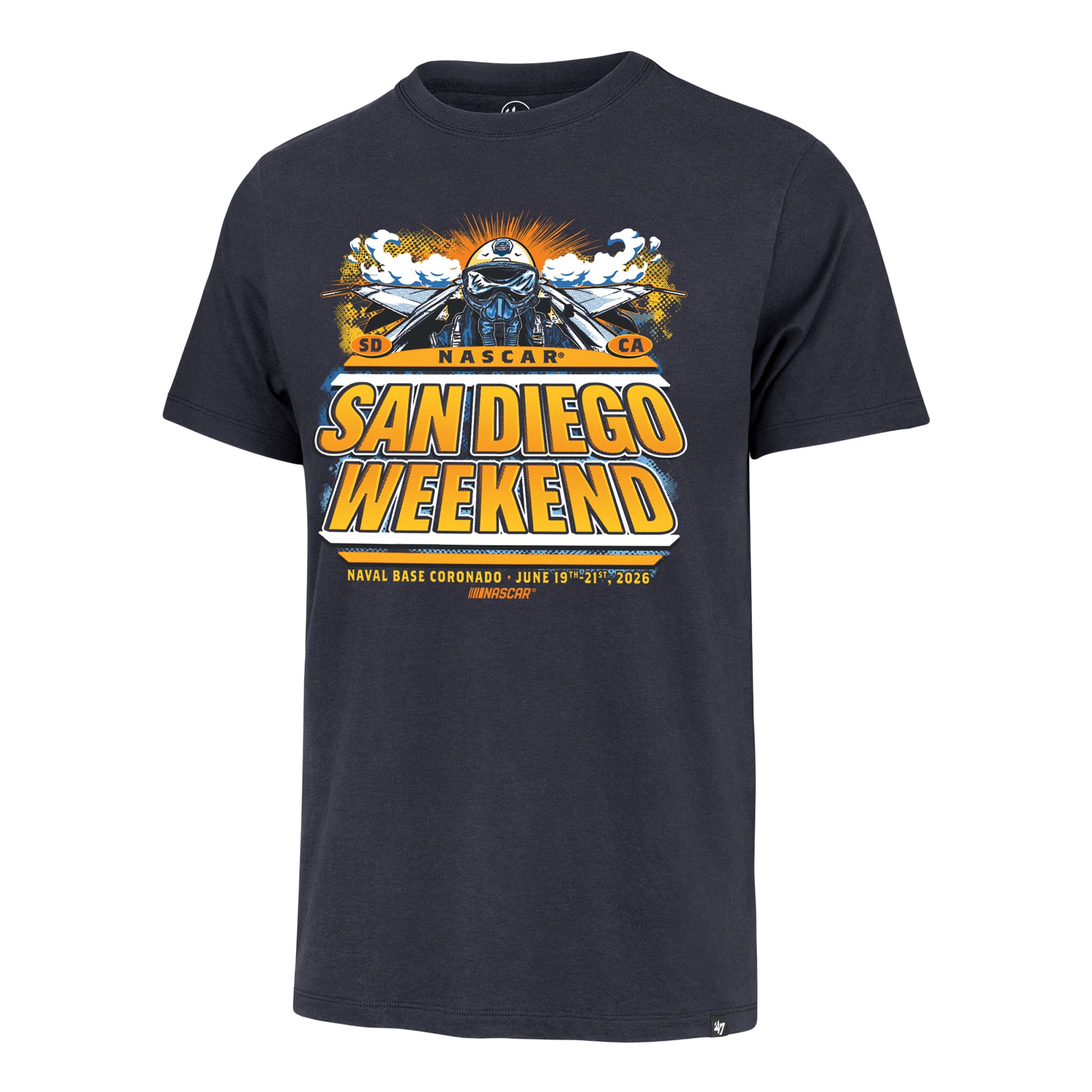 T-shirt Franklin bleu marine pour homme, édition spéciale week-end NASCAR San Diego, année 47