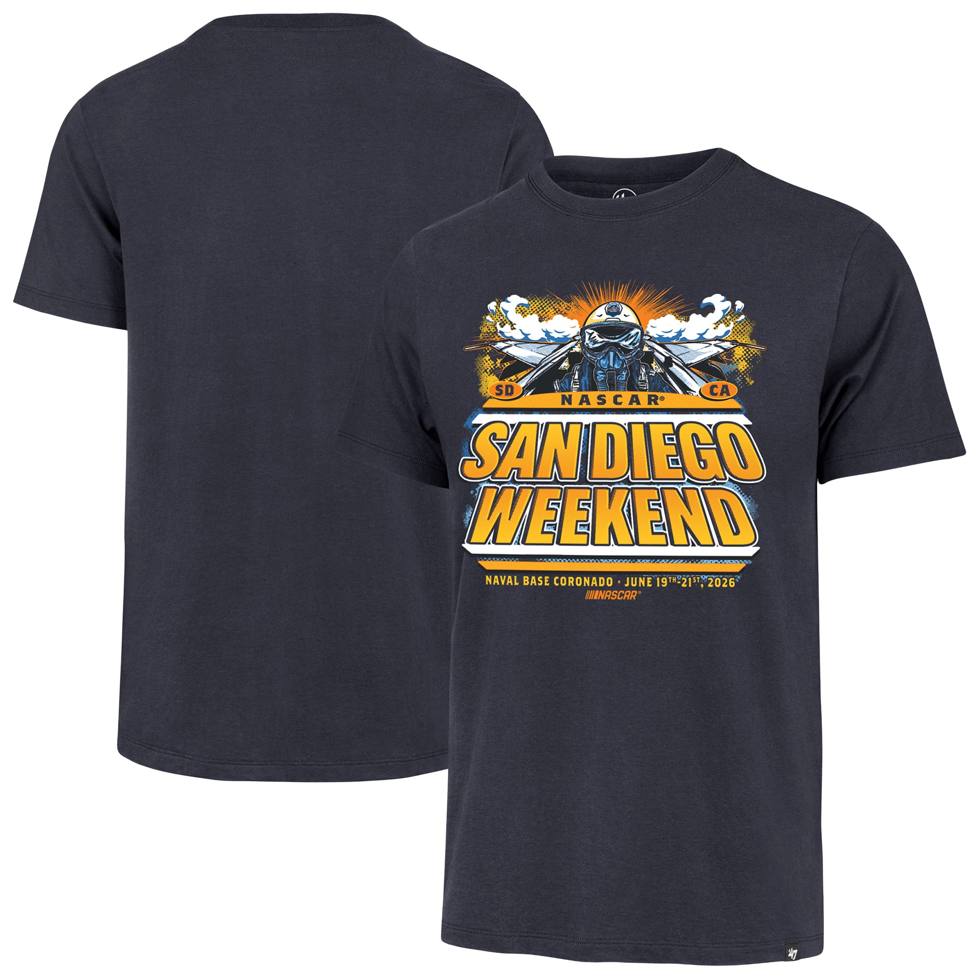 T-shirt Franklin bleu marine pour homme, édition spéciale week-end NASCAR San Diego, année 47