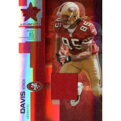 2007 Leaf Rookies and Stars Longevity Materials Ruby #48 Vernon Davis