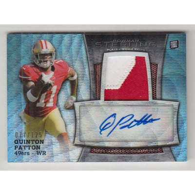 2013 Bowman Sterling Rookie Autograph Relics Blue Wave Refractors #BSARQP Quinton Patton