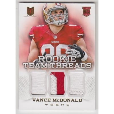 2013 Momentum Rookie Team Threads Triple Materials Prime #30 Vance McDonald