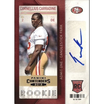 2013 Panini Contenders #123A Cornellius Carradine AU RC/(facing camera)