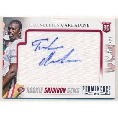 2013 Panini Prominence Rookie Gridiron Gems Autographs #104 Cornellius Carradine/180