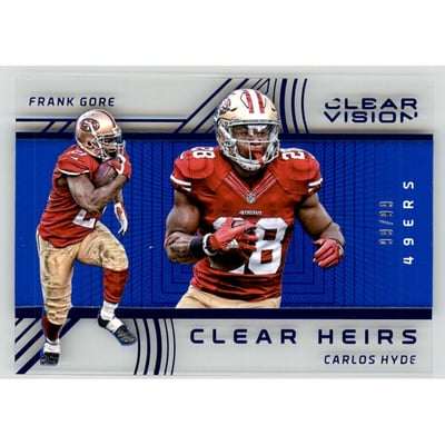 2016 Panini Clear Vision Clear Heirs Blue #1 Frank Gore/Carlos Hyde