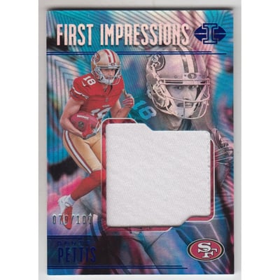 2018 Panini Illusions First Impressions Memorabilia Blue #10 Dante Pettis