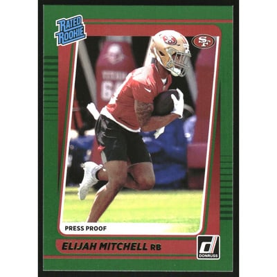 2021 Donruss Press Proof Green #312 Elijah Mitchell RR