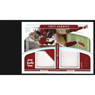 2021 Panini National Treasures Sunday Treasures Materials Prime Holo Silver #27 Trey Sermon