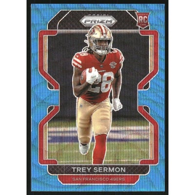 2021 Panini Prizm Prizms Blue Wave #354 Trey Sermon