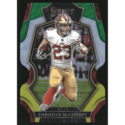 2022 Select Prizm Green and Yellow Die Cut #186 Christian McCaffrey
