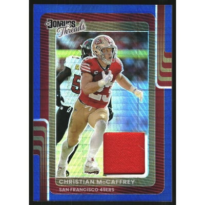 2025 Donruss Optic Donruss Threads Blue Hyper #16 Christian McCaffrey
