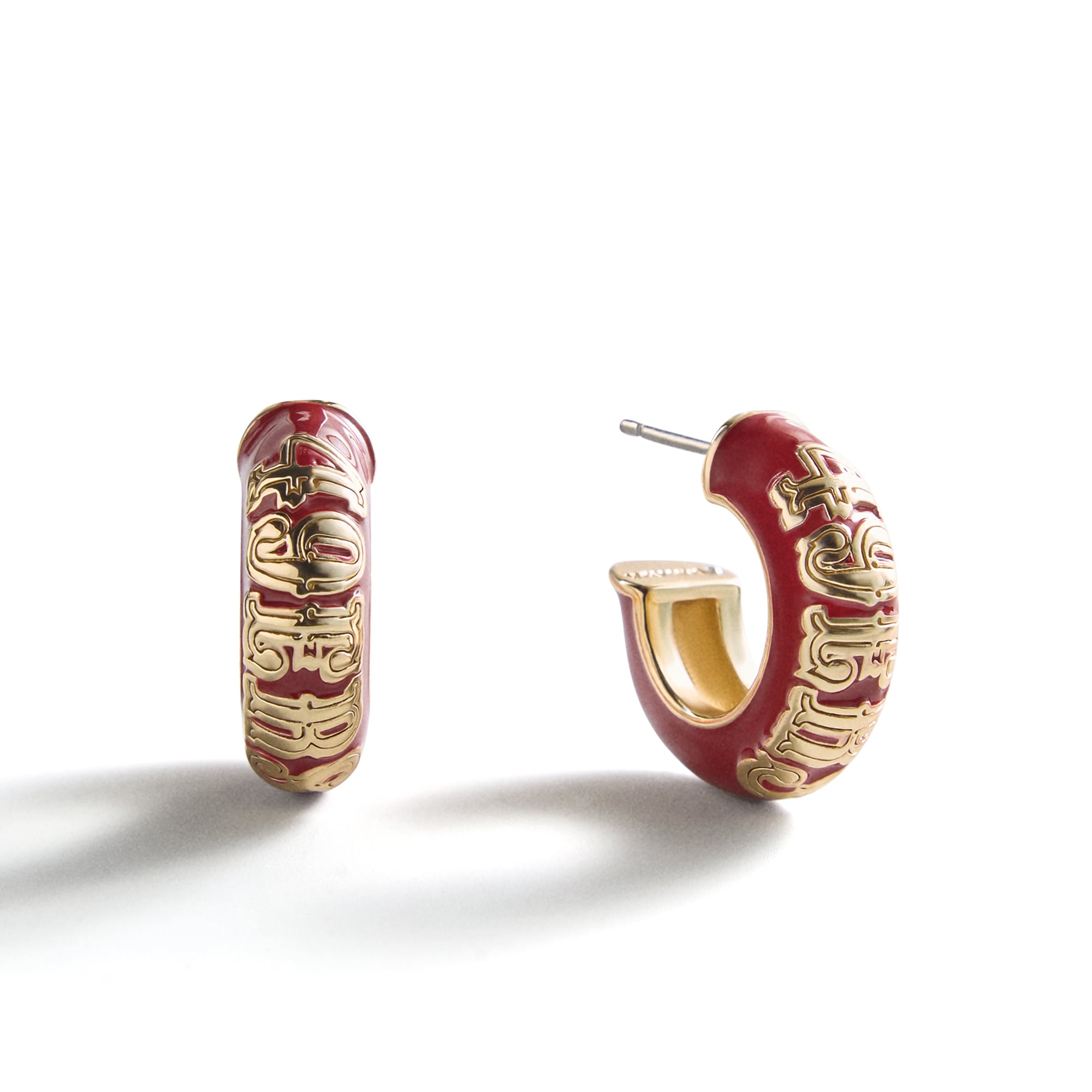 BaubleBar San Francisco 49ers Puffy Enamel Hoop Earrings