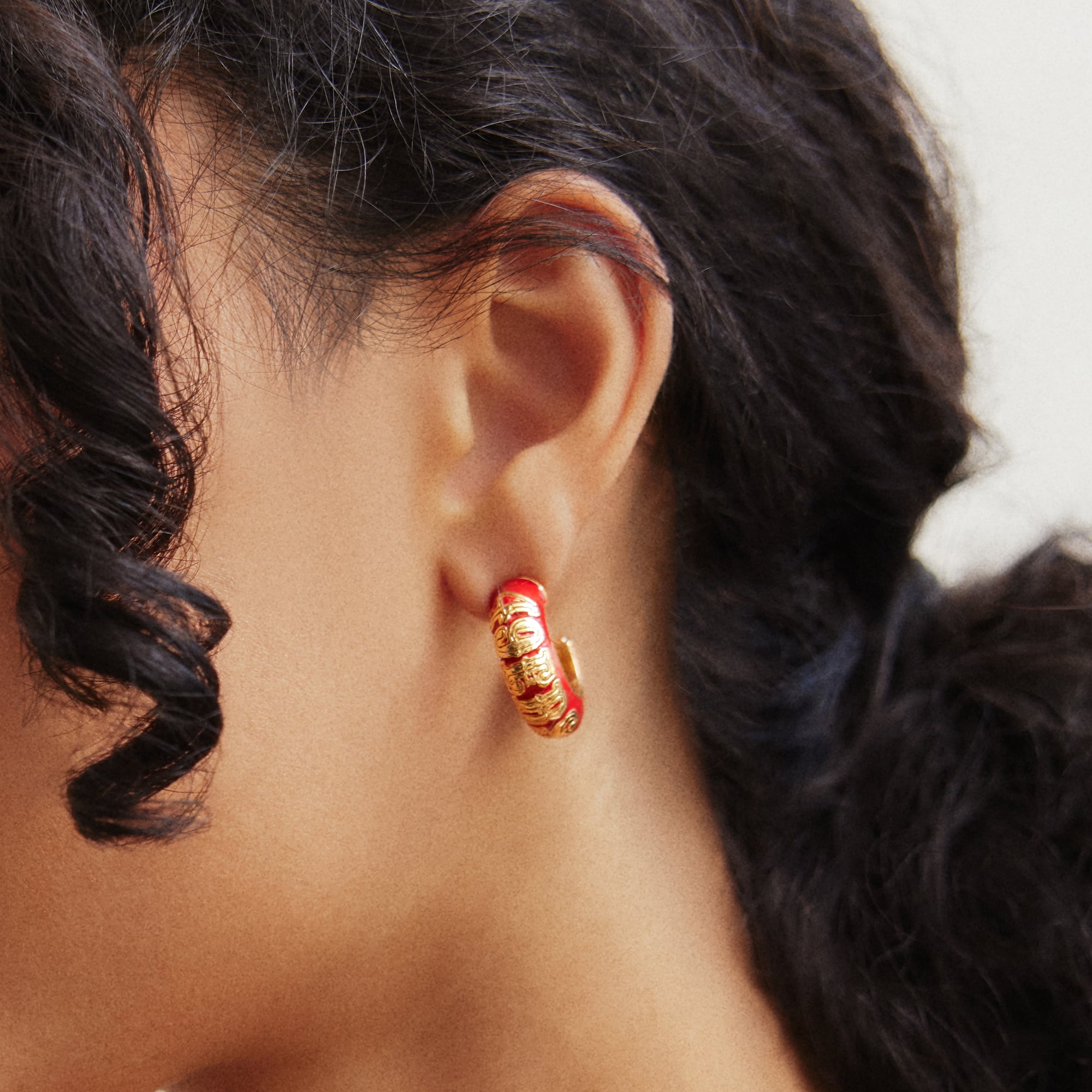 BaubleBar San Francisco 49ers Puffy Enamel Hoop Earrings
