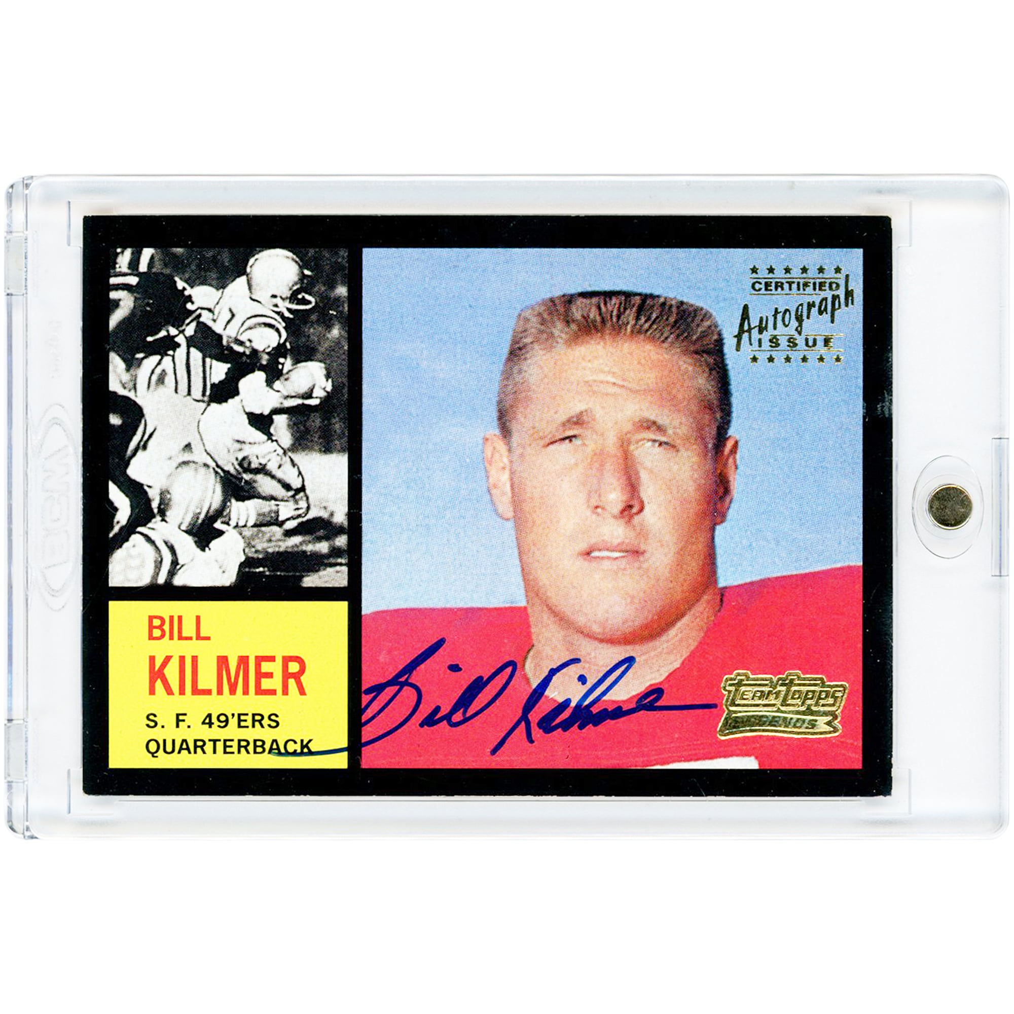 Carte autographiée de Billy Kilmer, San Francisco 49ers, collection Topps 2001 Team Topps Legends, design Topps 1962, n° 151