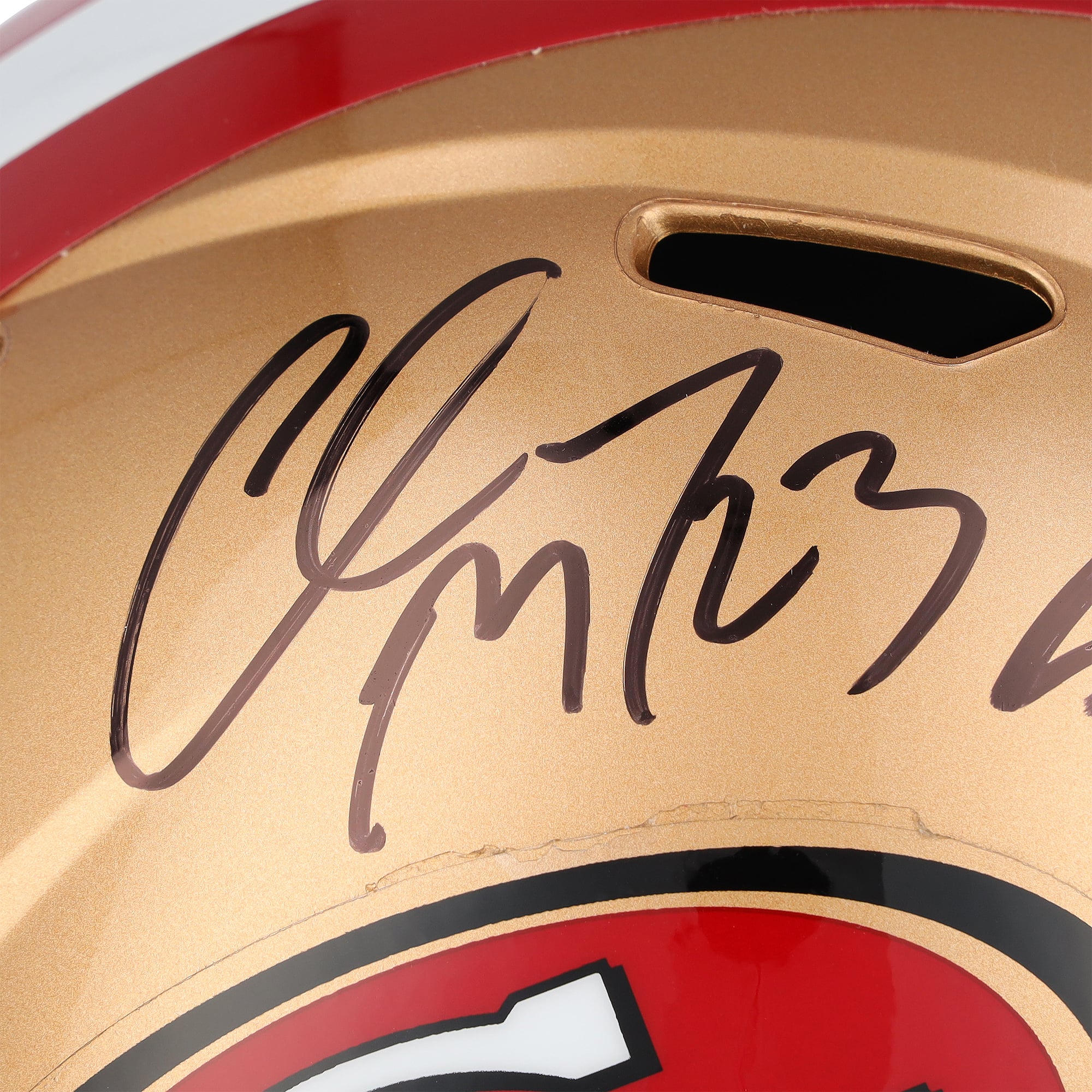 Casque réplique Riddell Speed ​​autographié par Brock Purdy et Christian McCaffrey des 49ers de San Francisco