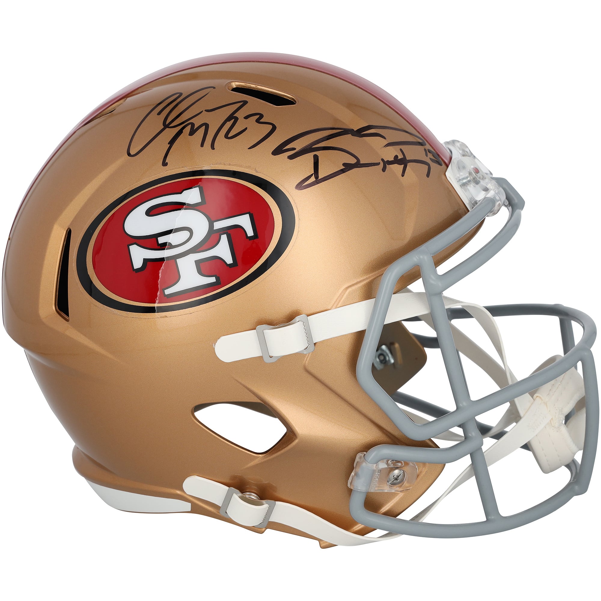 Casque réplique Riddell Speed ​​autographié par Brock Purdy et Christian McCaffrey des 49ers de San Francisco