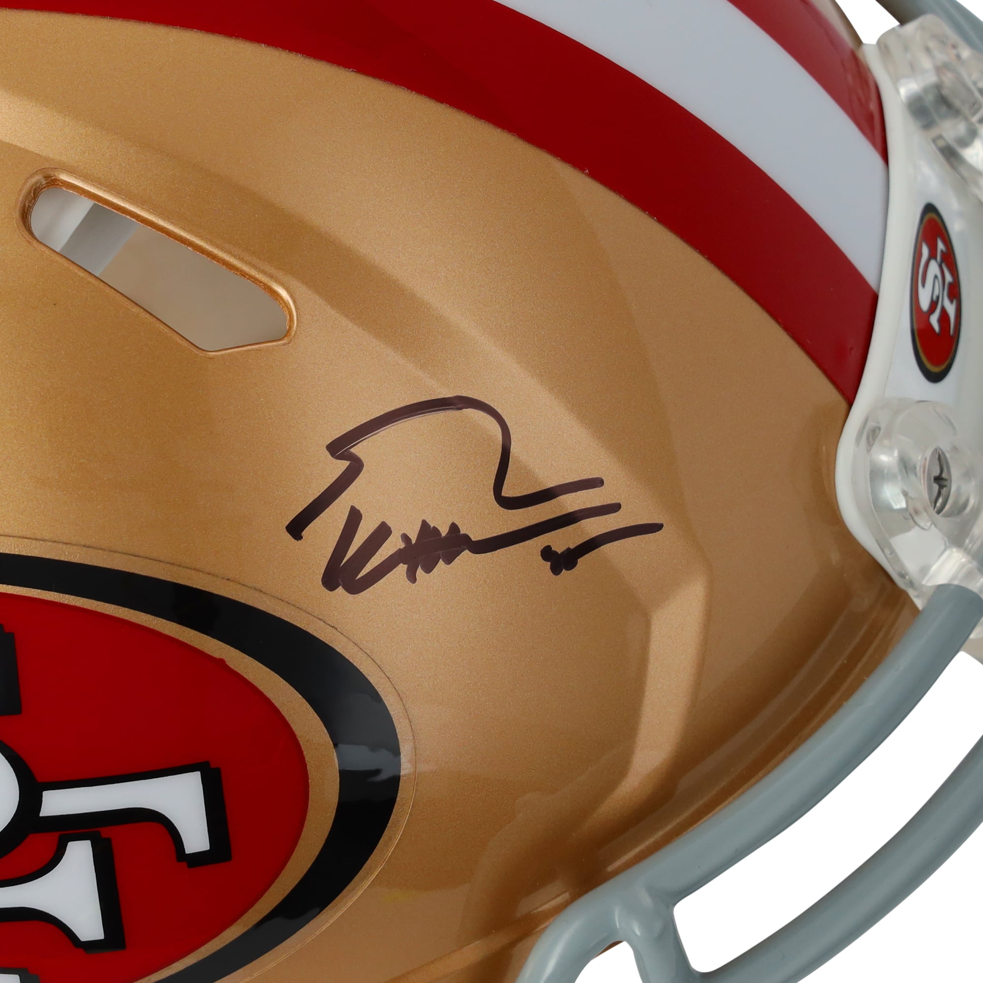 Casque Riddell Speed ​​authentique autographié par Brock Purdy, Christian McCaffrey et George Kittle des 49ers de San Francisco