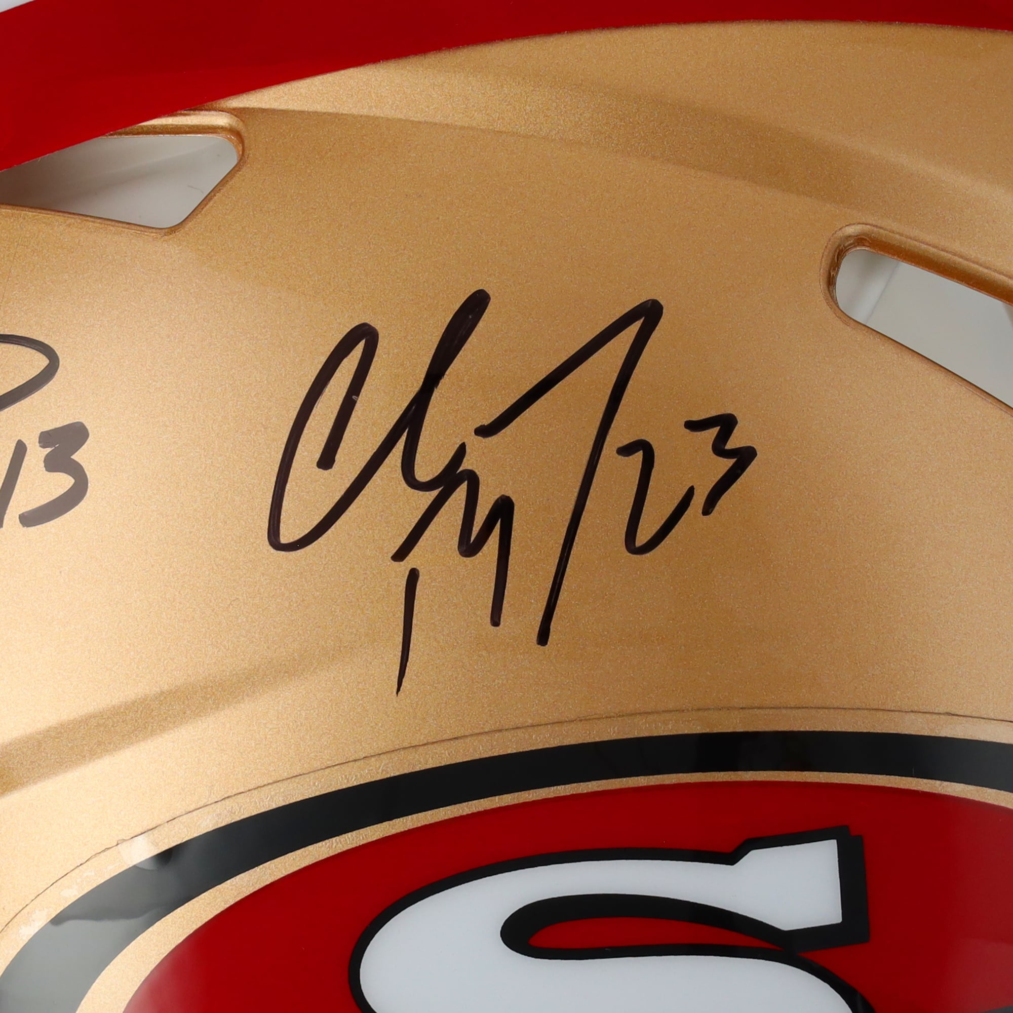 Casque Riddell Speed ​​authentique autographié par Brock Purdy, Christian McCaffrey et George Kittle des 49ers de San Francisco