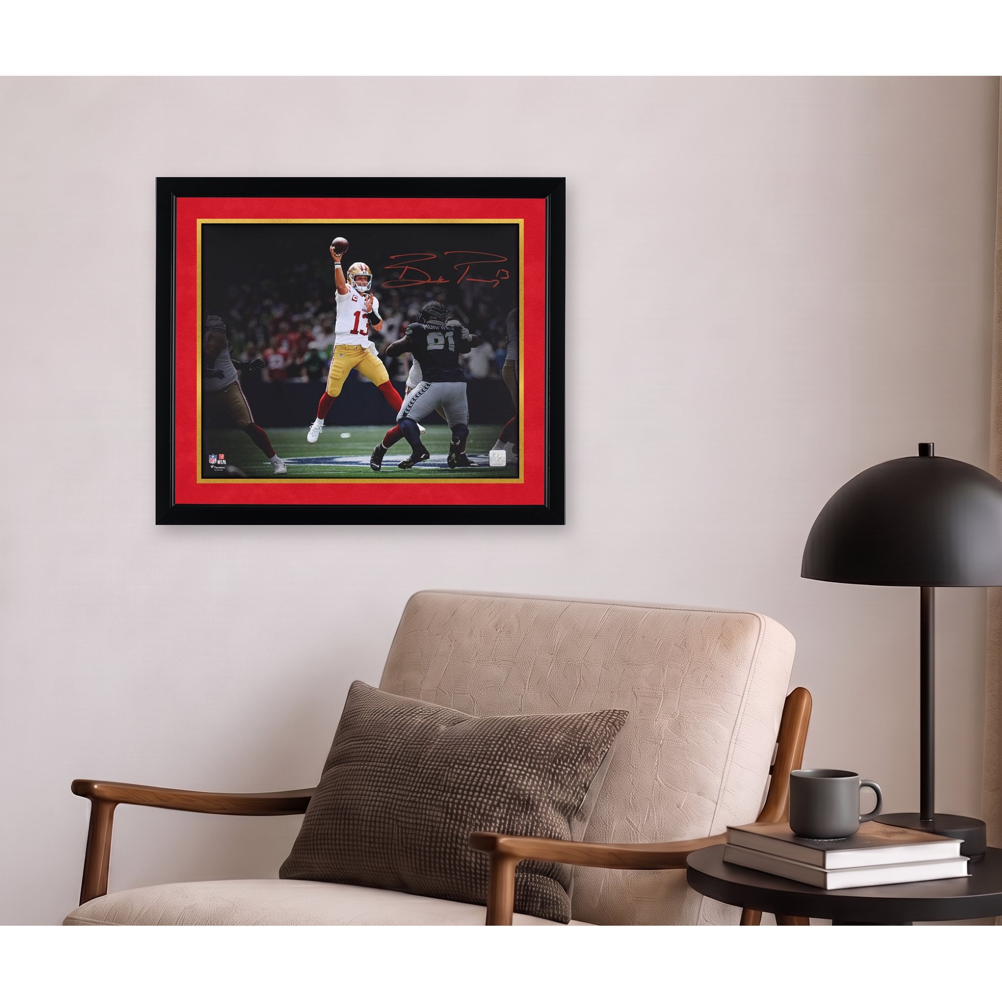 Brock Purdy San Francisco 49ers Autographed 16" x 20" Jump Throw Spotlight Photograph