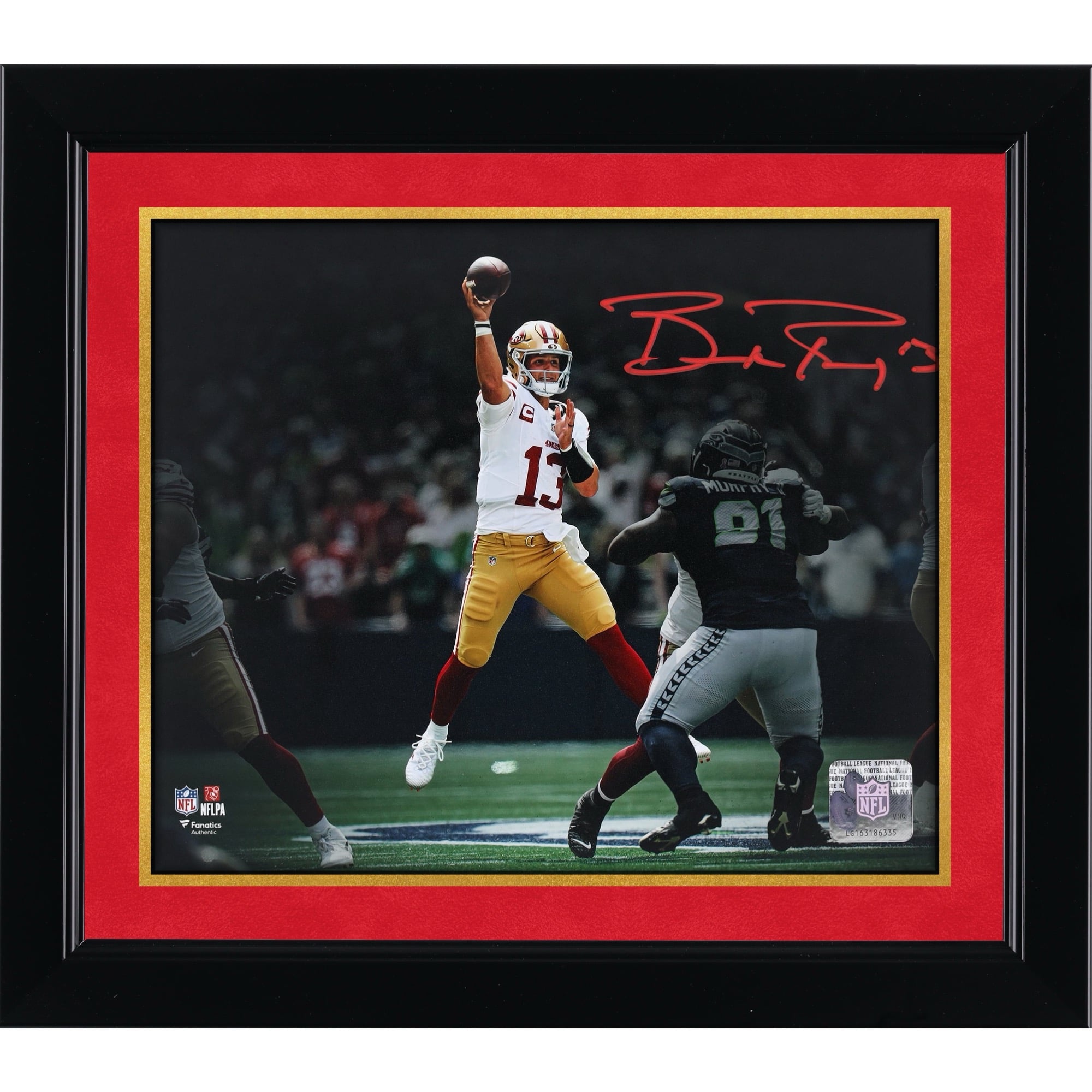 Brock Purdy San Francisco 49ers Autographed 8" x 10" Jump Throw Spotlight Photograph