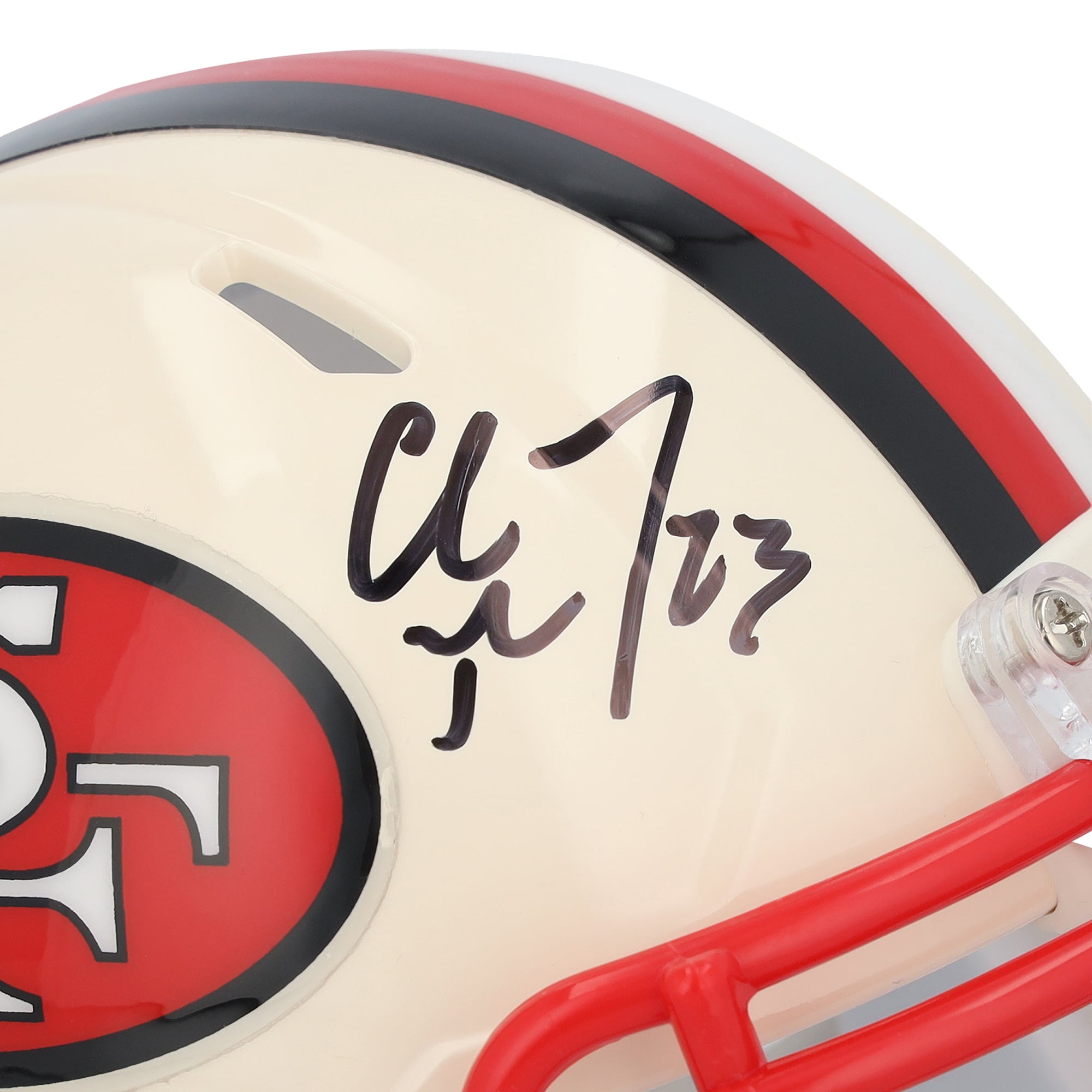 Casque Riddell Retro Speed ​​Mini autographié par Christian McCaffrey des 49ers de San Francisco