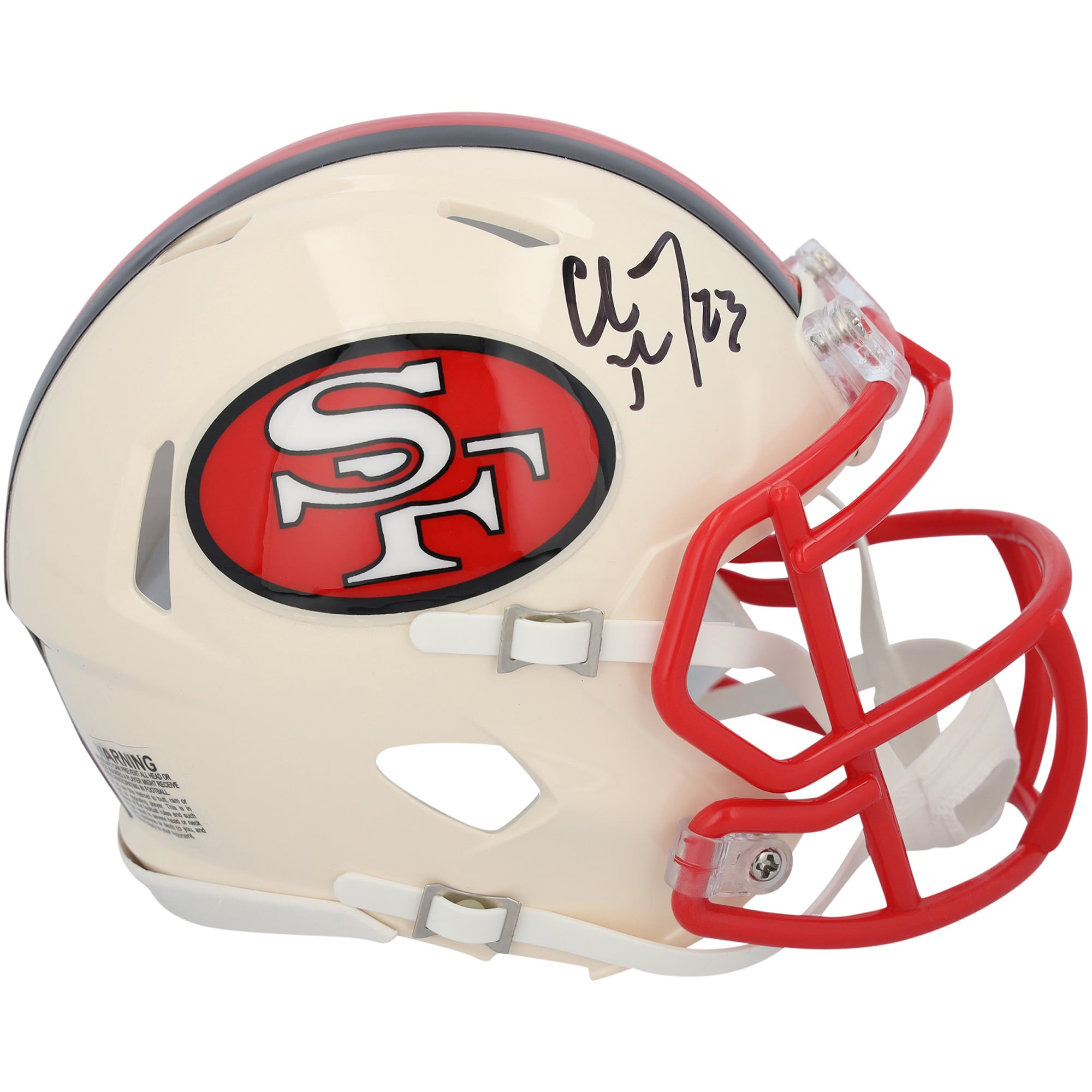 Casque Riddell Retro Speed ​​Mini autographié par Christian McCaffrey des 49ers de San Francisco