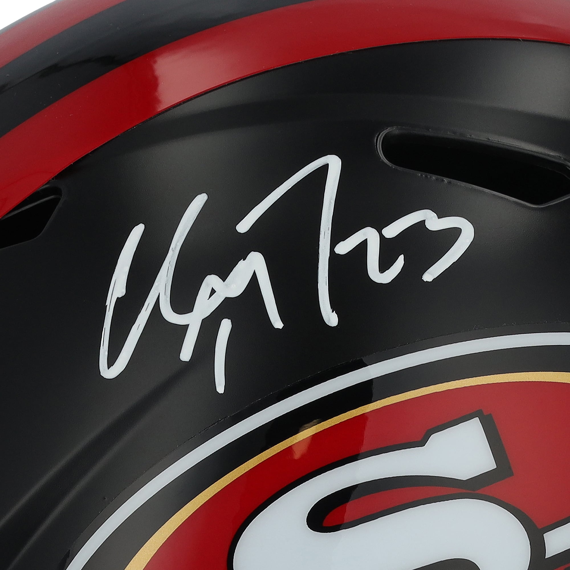 Christian McCaffrey San Francisco 49ers Autographed Riddell Rivalry Speed Replica Helmet with "2023 OPOY" Inscription