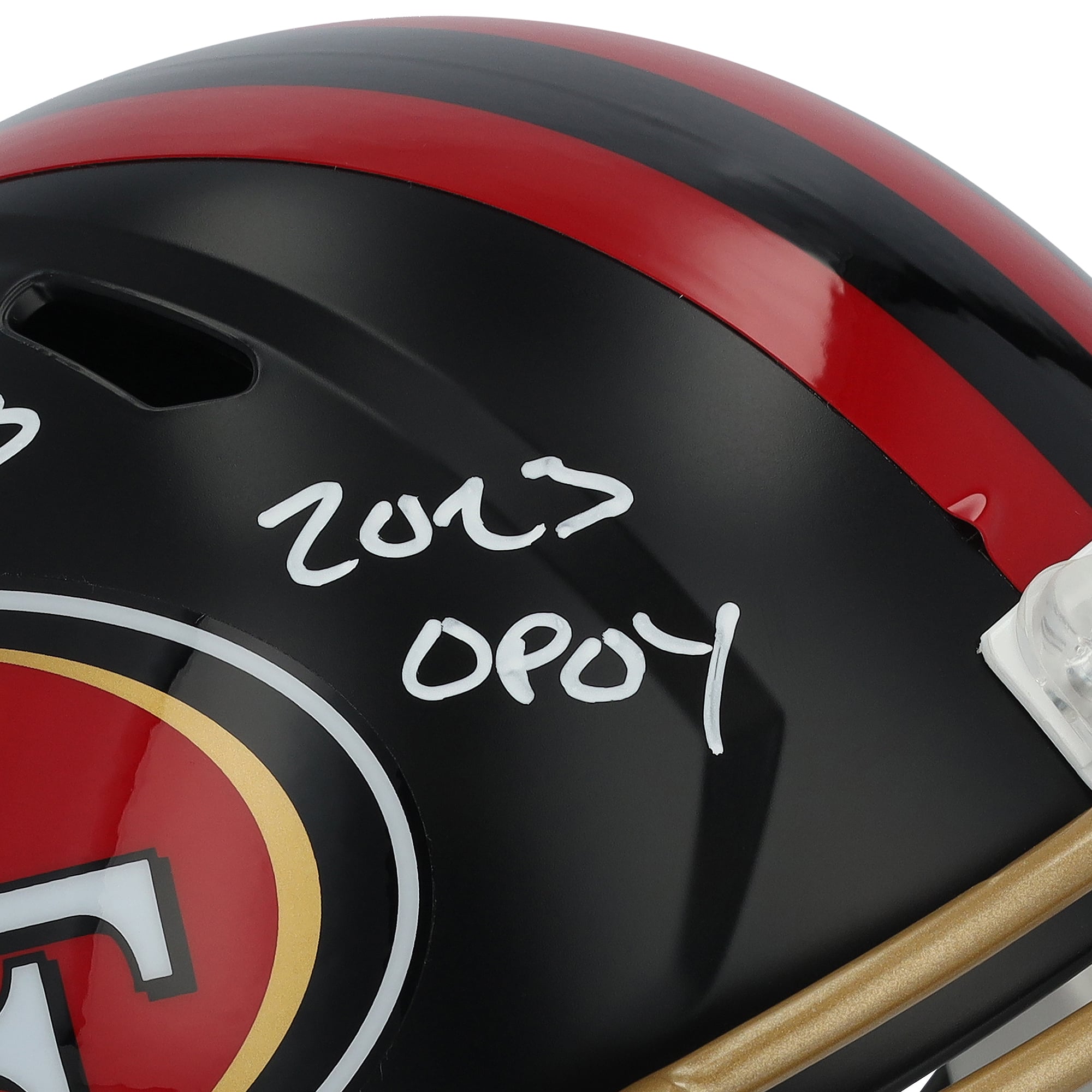 Christian McCaffrey San Francisco 49ers Autographed Riddell Rivalry Speed Replica Helmet with "2023 OPOY" Inscription