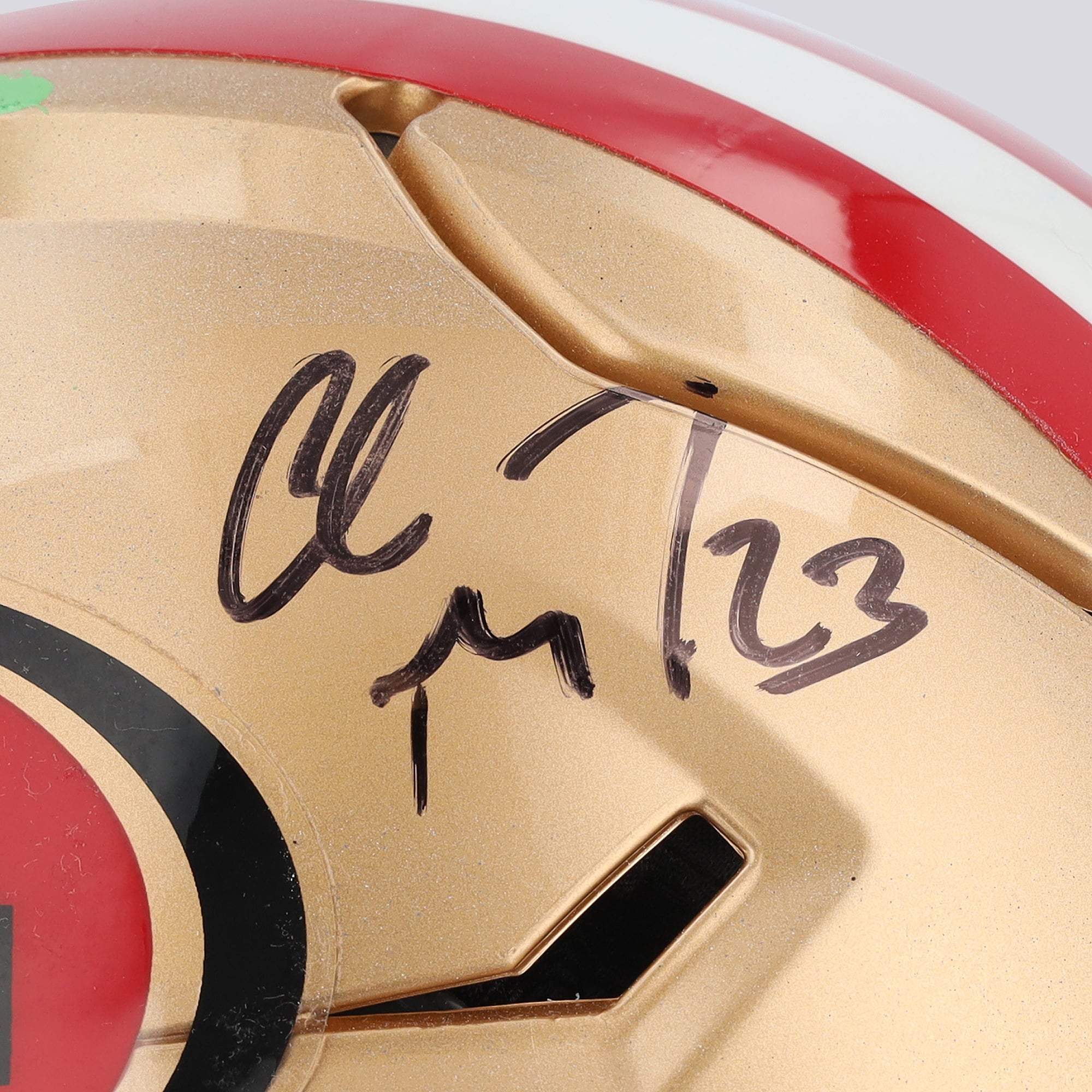 Casque Riddell Speed ​​Flex Authentic autographié par Christian McCaffrey des 49ers de San Francisco - Illustration de Caviar Coleman - Édition limitée n° 1/1 - UW25