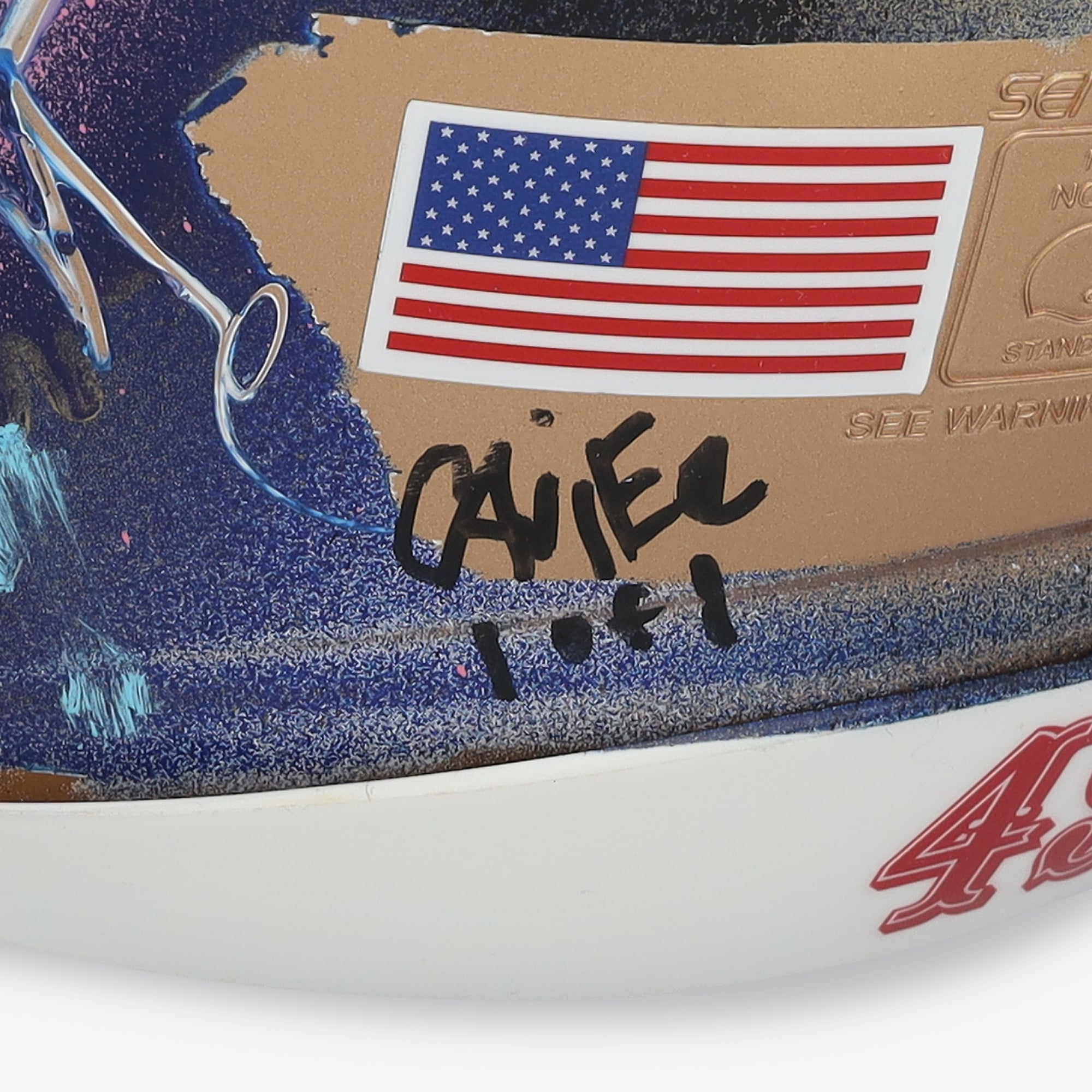 Casque Riddell Speed ​​Flex Authentic autographié par Christian McCaffrey des 49ers de San Francisco - Illustration de Caviar Coleman - Édition limitée n° 1/1 - UW25