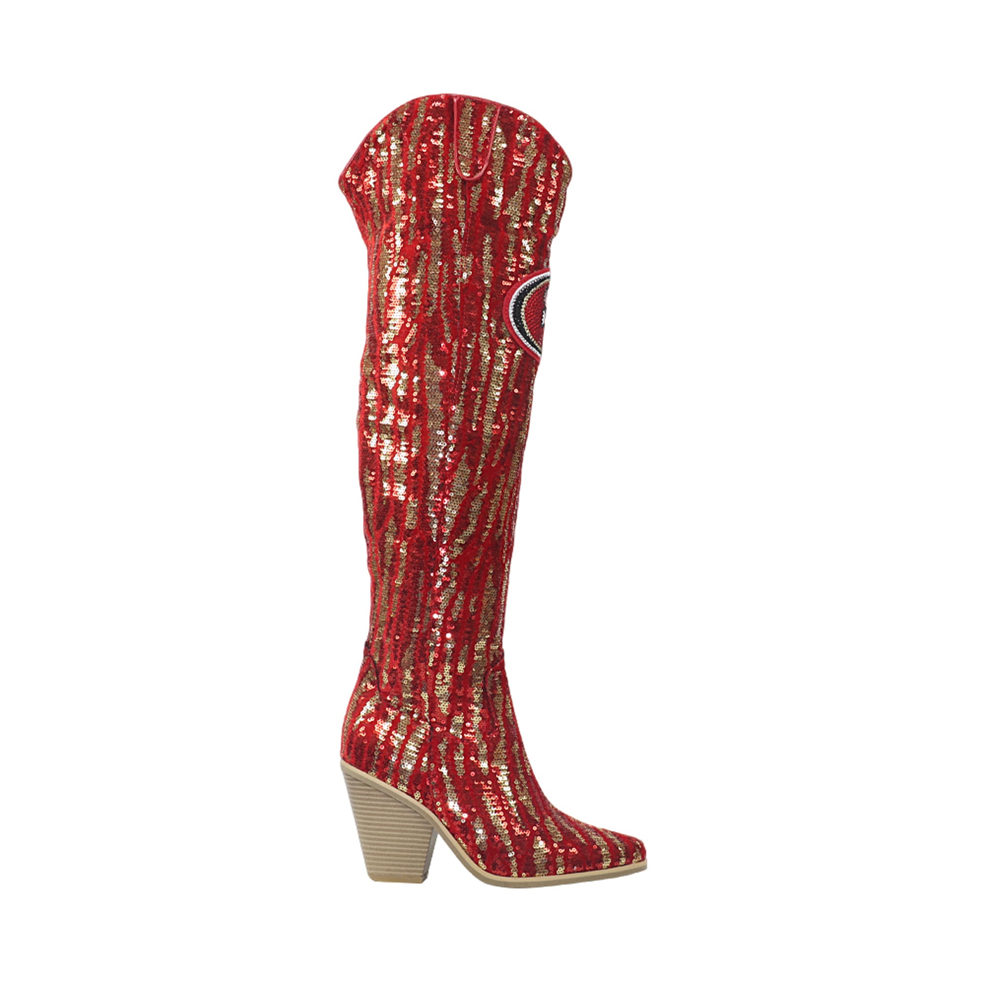 Cuce San Francisco 49ers Over-the-Knee Two-Tone Sequin Boots