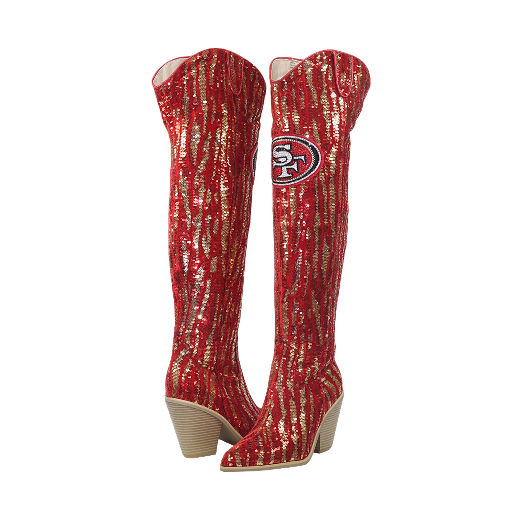 Cuce San Francisco 49ers Over-the-Knee Two-Tone Sequin Boots