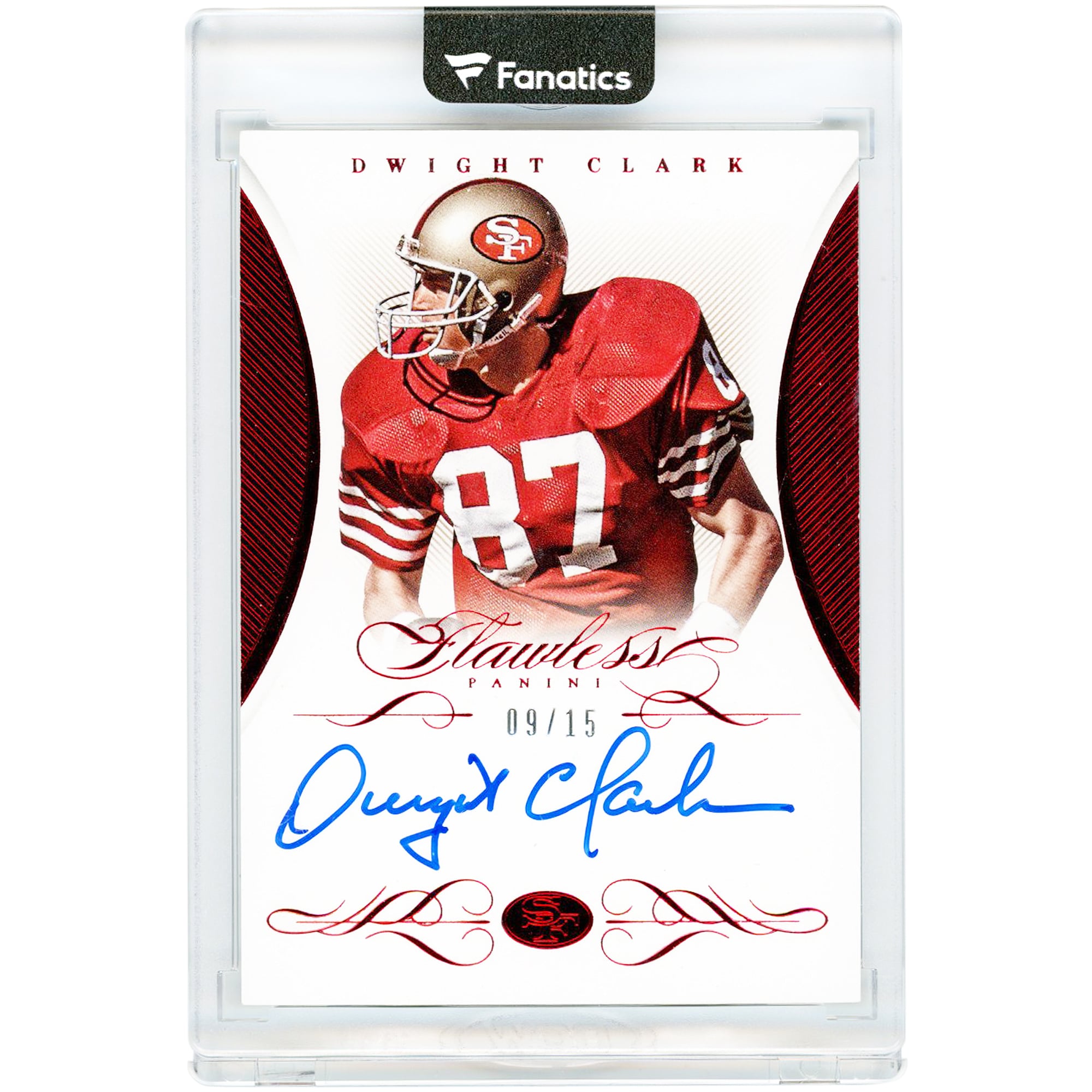 Dwight Clark San Francisco 49ers Autographed 2015 Panini Flawless Ruby #S-DW #9/15 Card