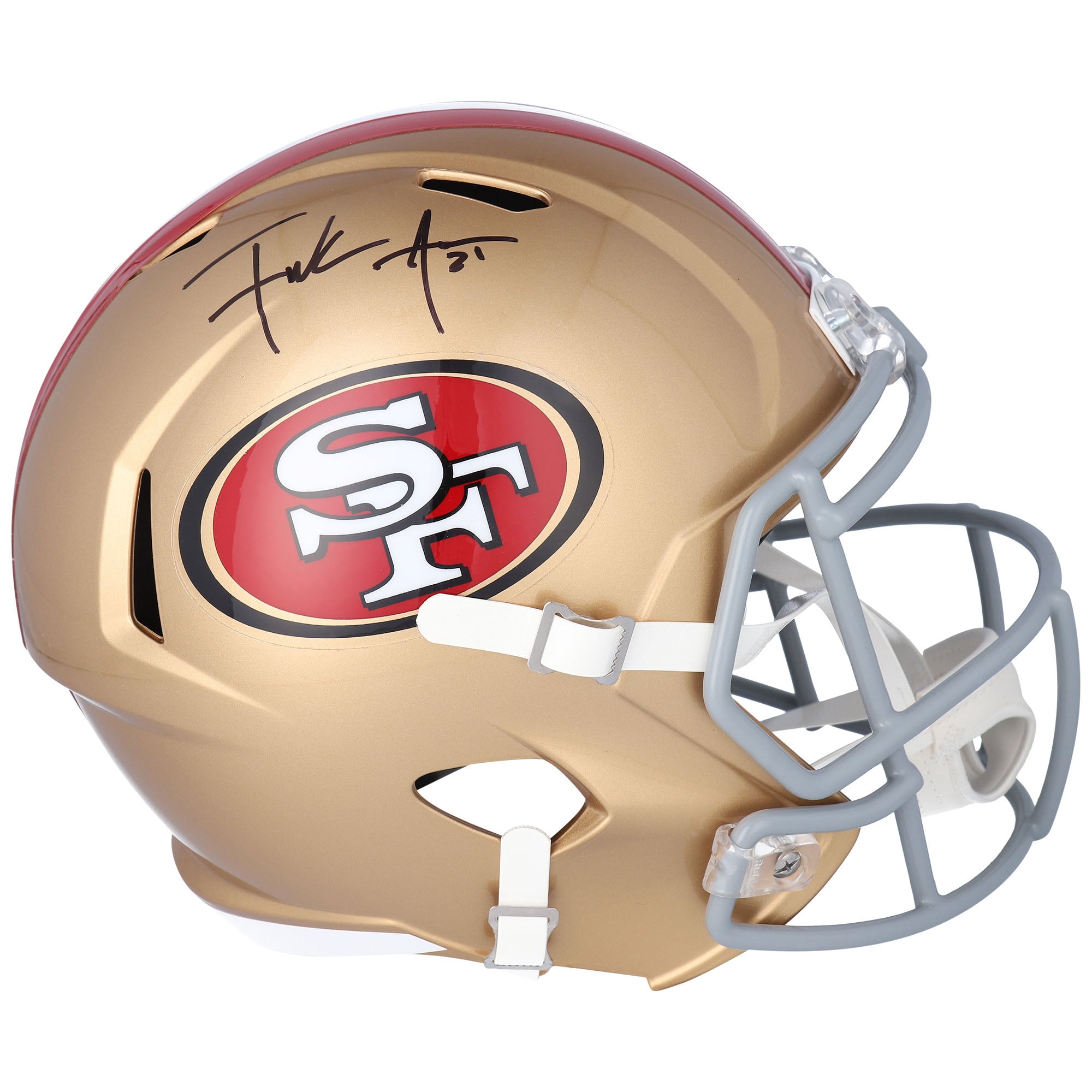 Casque de football américain réplique Riddell Speed ​​autographié par Frank Gore des 49ers de San Francisco