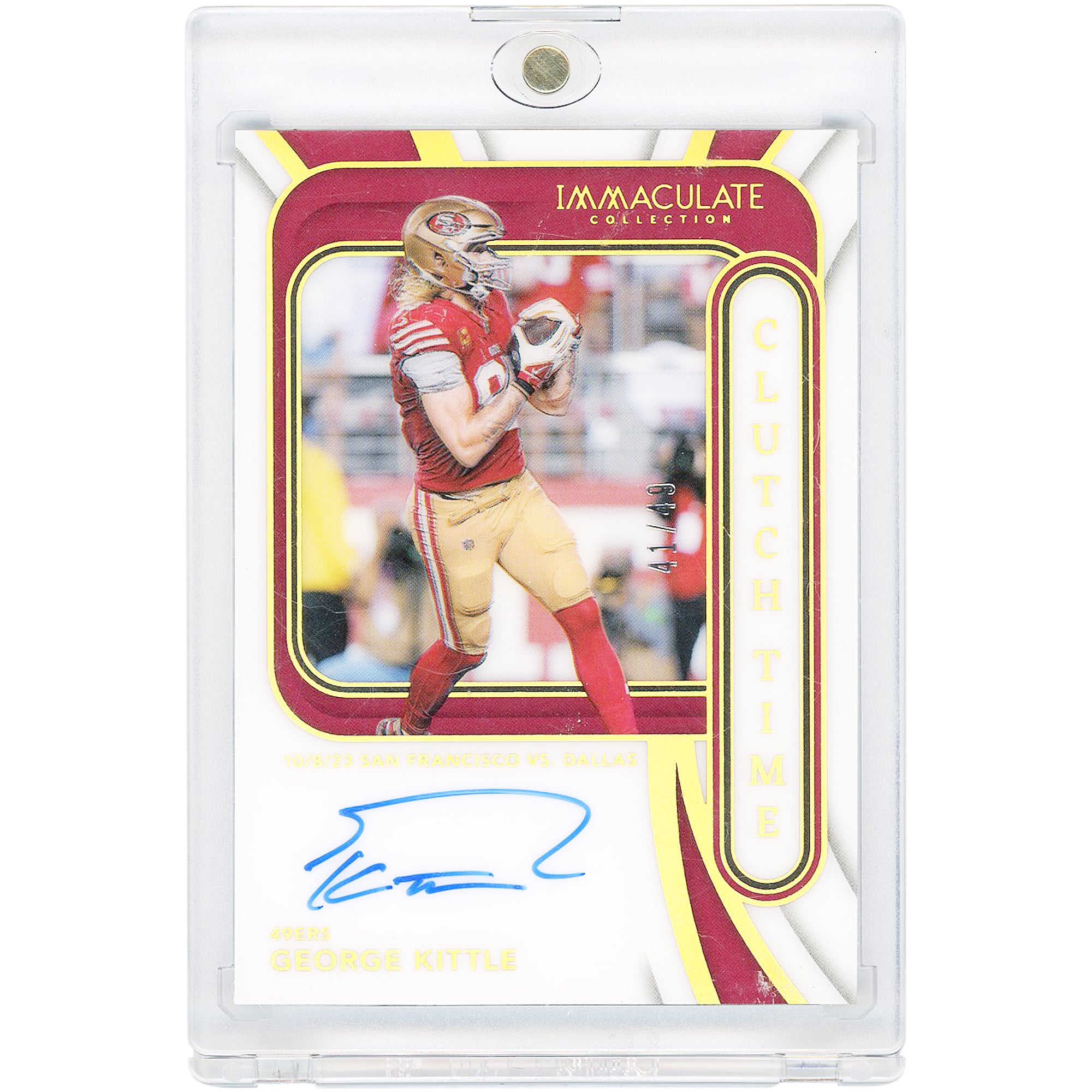 George Kittle San Francisco 49ers Autographed 2024 Panini Immaculate Collection Clutch Time #CTS-GKE #41/49 Card
