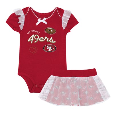 San Francisco 49ers Outerstuff Girls Infant Melted Hearts Printed Bodysuit and Skirt Set - Scarlet
