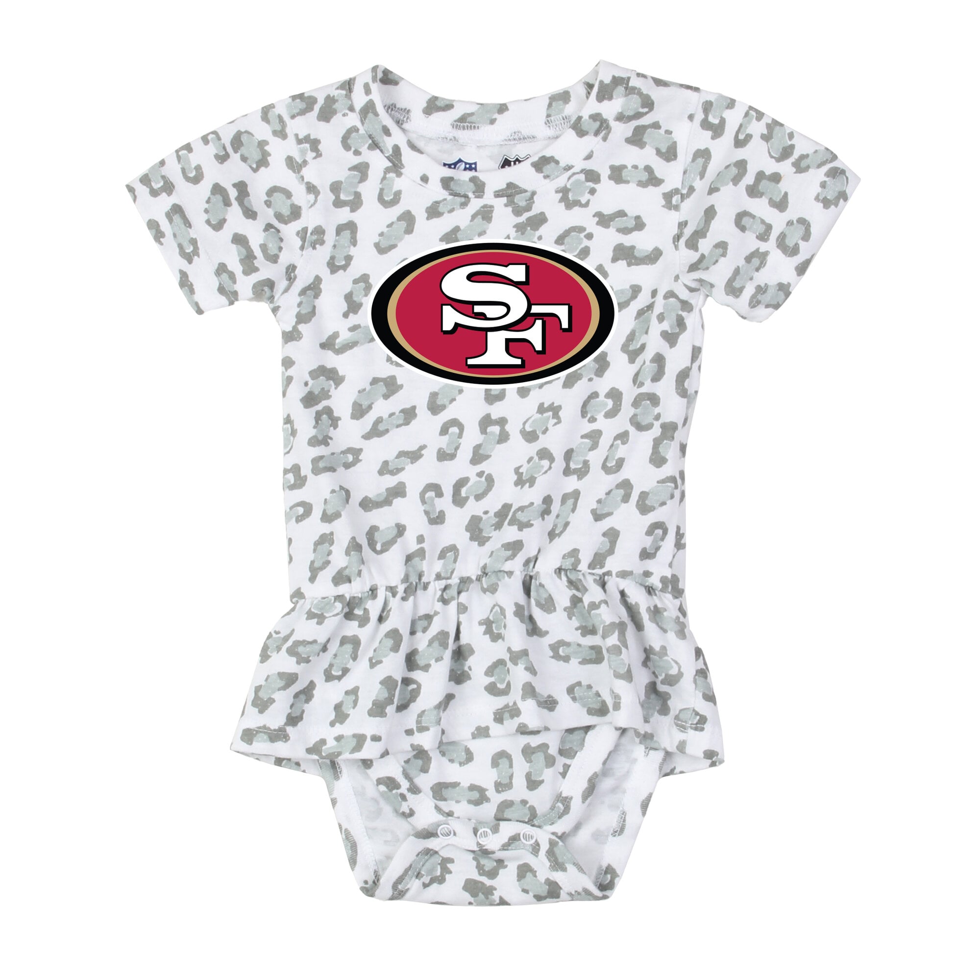 barboteuse à volants imprimée léopard Wes & Willy White San Francisco 49ers pour bébé fille