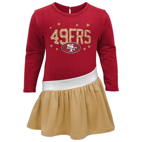 Girls Toddler Scarlet/Gold San Francisco 49ers Heart To Heart Jersey Tunic Dress