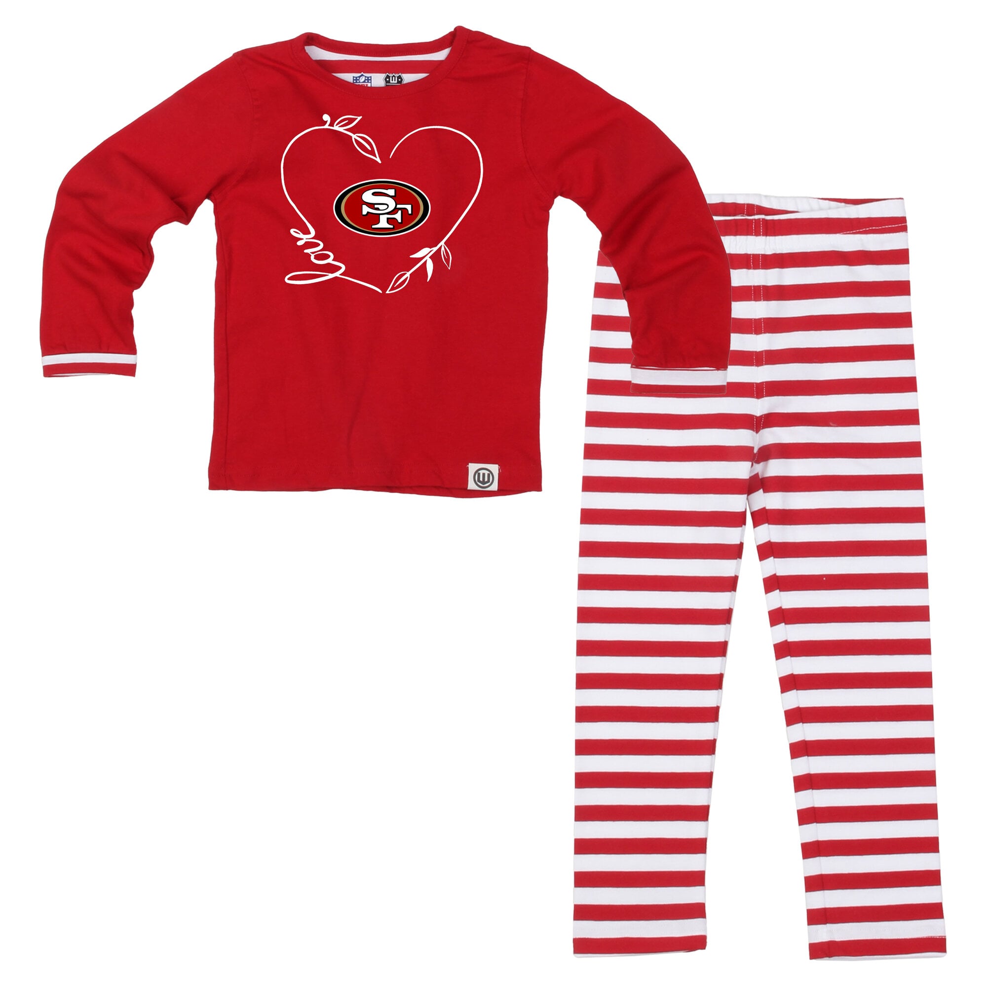 Ensemble Wes & Willy Scarlet San Francisco 49ers pour petites filles, motif cœur et rayures
