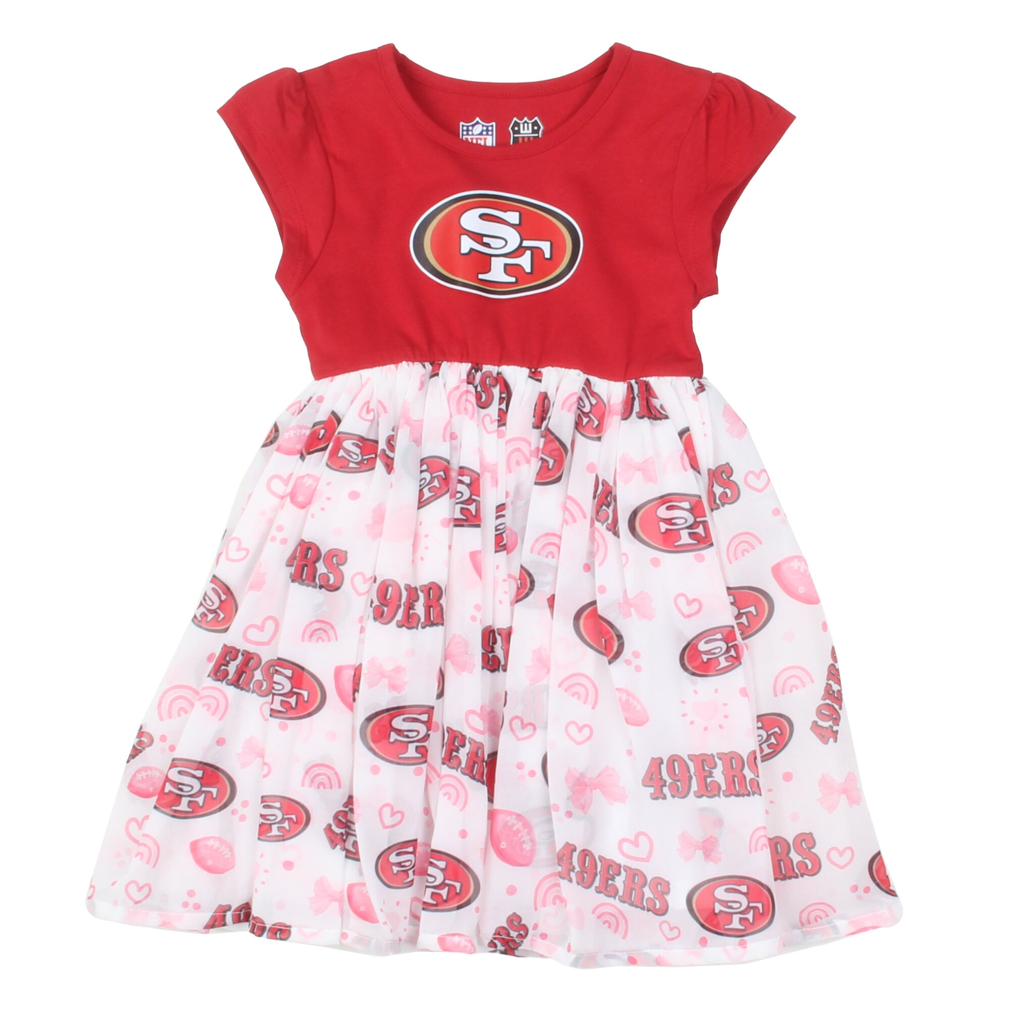 Robe de princesse rouge écarlate Wes & Willy pour petites filles, fans des 49ers San Francisco